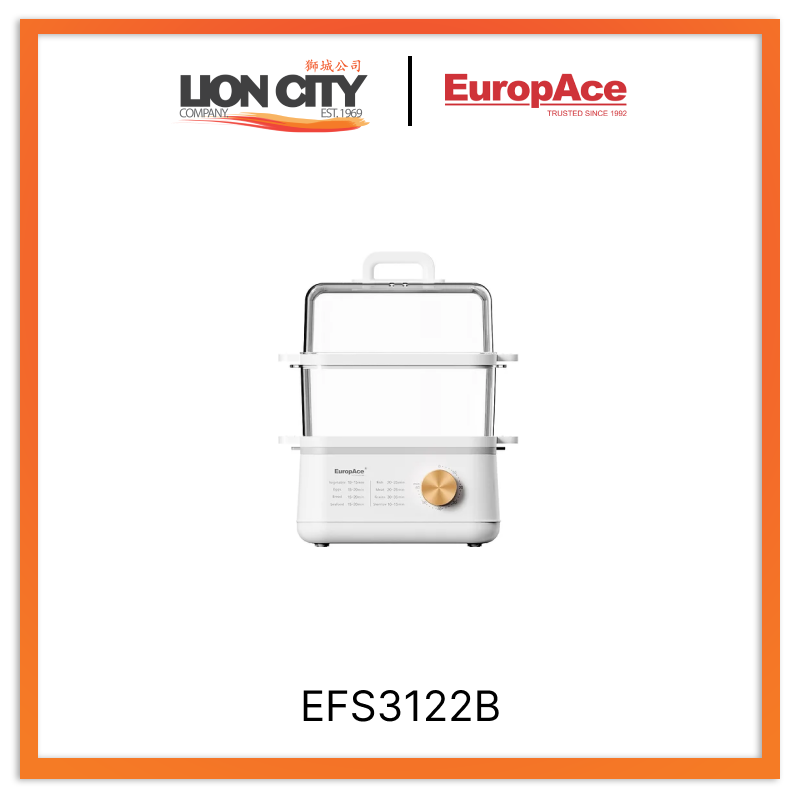 Europace EFS3122B 12L/18L Fast Electric Food Steamer for Healthy Cooking - Perfect for Home Kitchens, Restaurants & Meal Prep