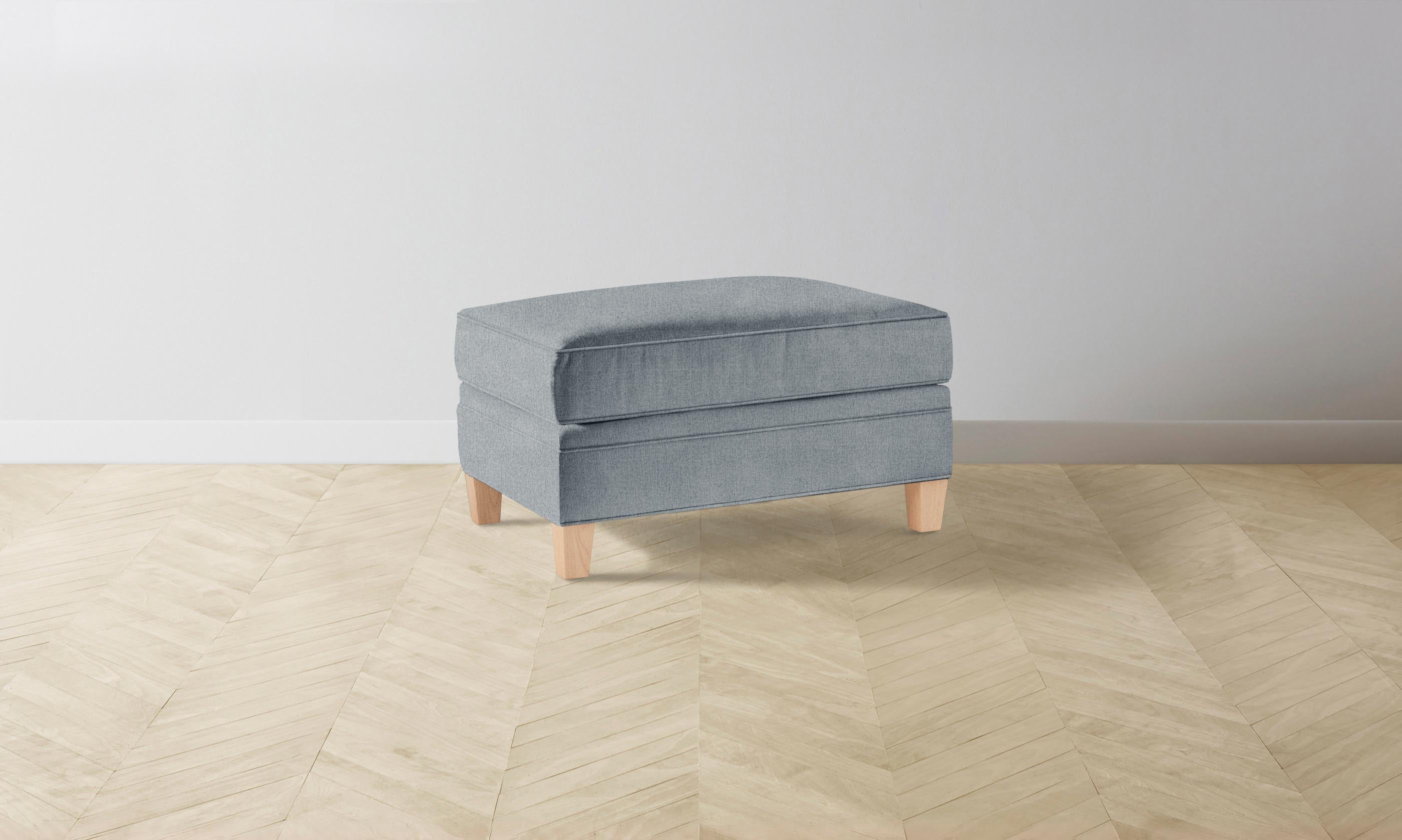 Carmine Ottoman - Performance Mélange Weave Aegean Blue Footstool Pouf for Living Room, Bedroom & Nursery - Perfect Accent Furniture for Home Decor