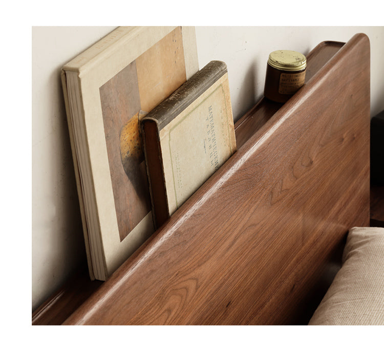 Premium Black Walnut Solid Wood Bed Frame - Queen Size, Handcrafted Hardwood Bed with Sturdy Support - Perfect for Master Bedroom, Guest Room & Farmhouse Decor