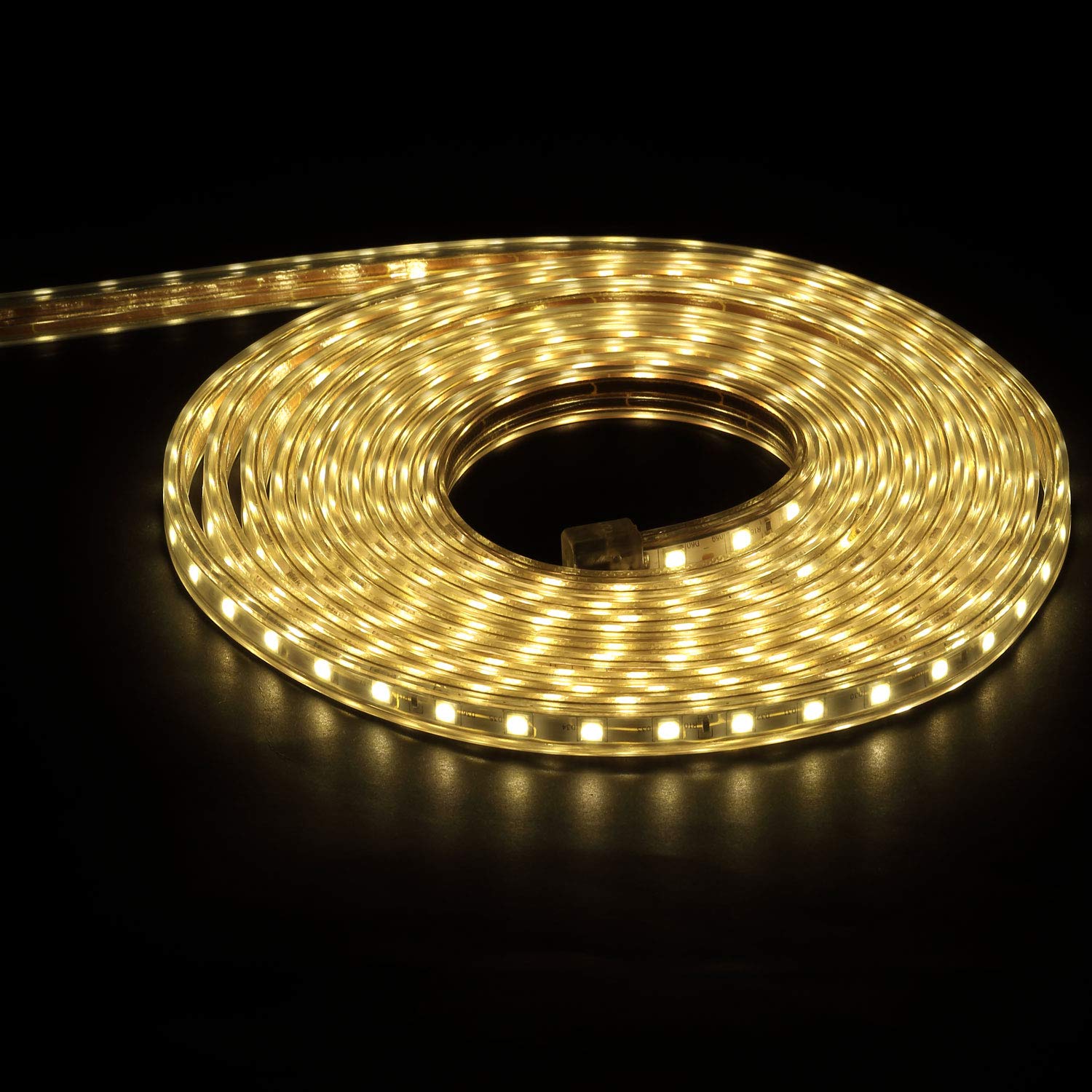 Ainfox 16.4Ft LED Strip Lights, 300 LEDs Waterproof Outdoor String Lights SMD5050 110V Flexible Decorative Lighting for Patio, Deck, Garden, Bedroom - UL & ETL Certified (16.4FT, Warm White) | Perfect for Holiday Decor, Party Lighting & Home Ambiance