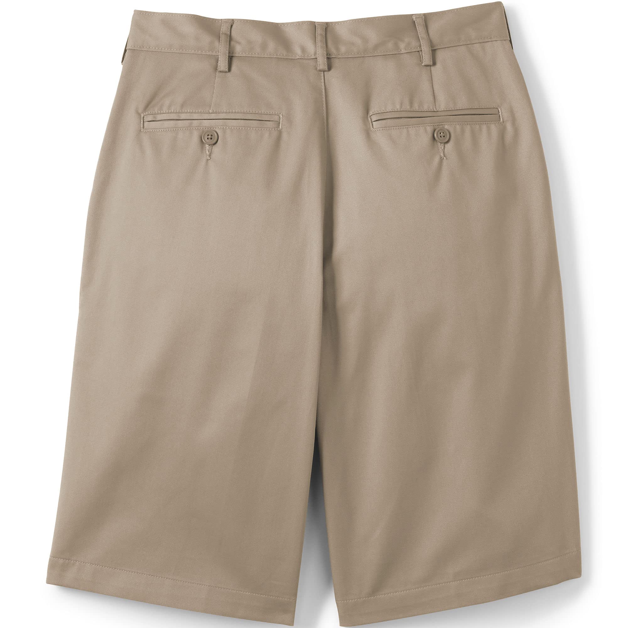 Lands' End Boys' Uniform Chino Shorts - Plain Front, Khaki, Regular Fit 31
