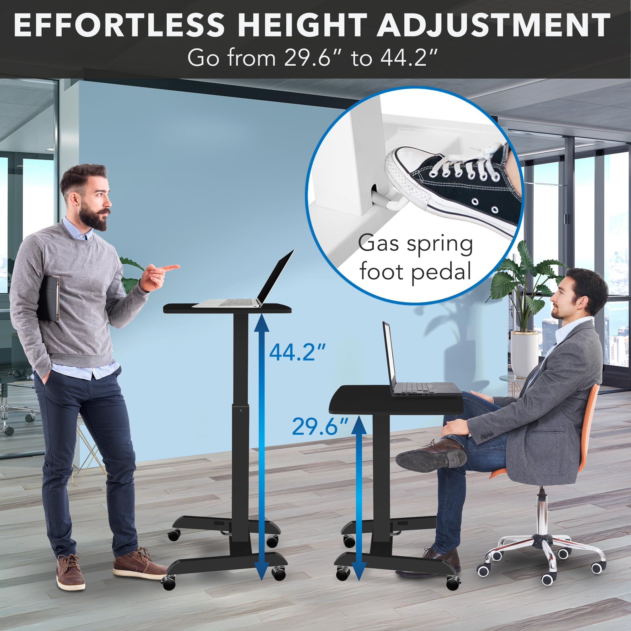 Mount-It! Adjustable Height Rolling Laptop Desk (29.6