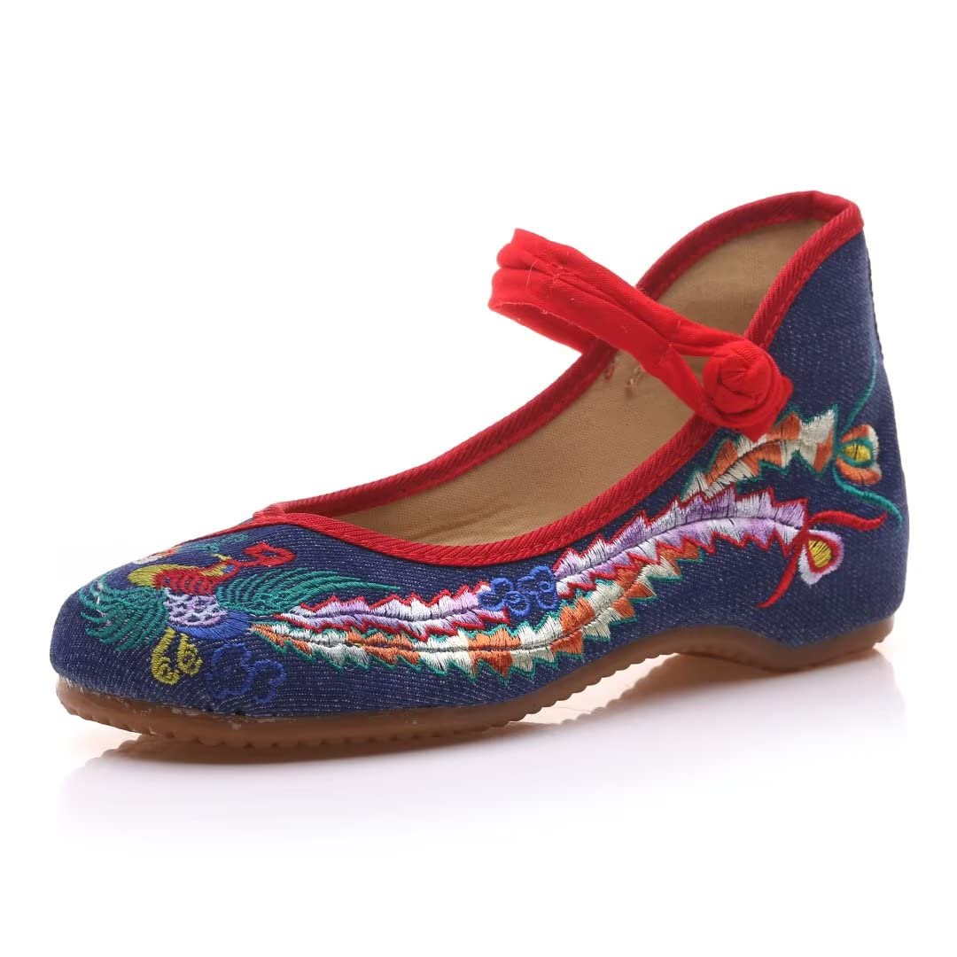 TN TANGNEST Women's Floral Embroidered Loafers - Comfortable Round Toe Ballet Flats for Casual Wear | Perfect for Office, Walking & Spring Outfits