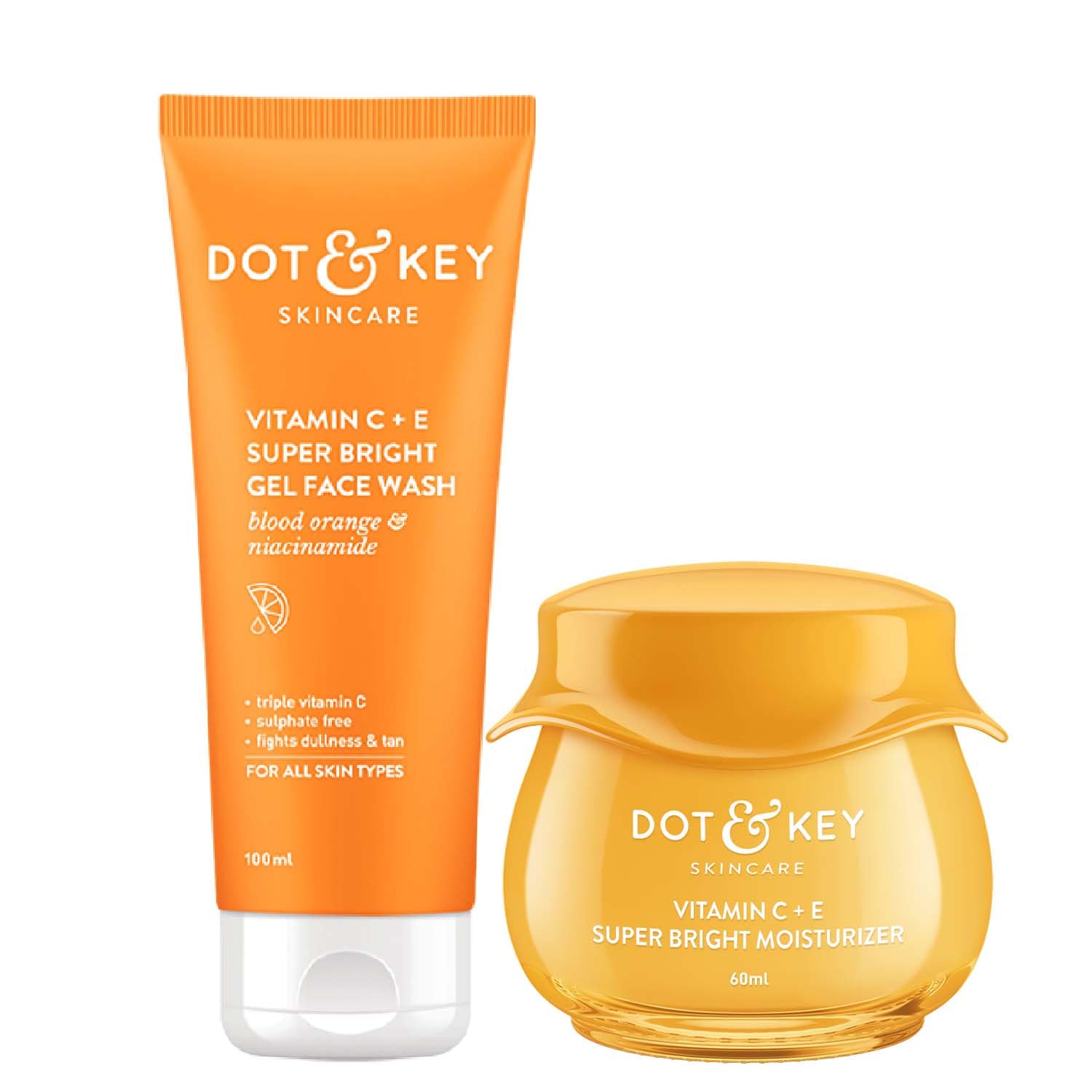 Dot & Key Vitamin C Daily Glow Boosting Skincare Set - 60ml Moisturizer & Face Wash for Radiant Skin | Brightening & Hydrating Formula | Suitable for All Skin Types (Women & Men) | Perfect for Morning & Night Skincare Routine