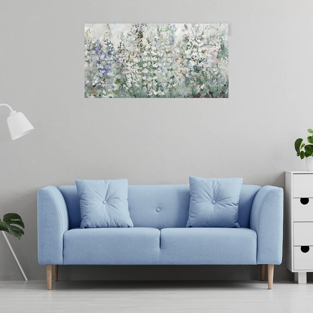 Belles Fleurs Floral Canvas Wall Art - 40x21 Inch Hand Painted Flower Painting for Bathroom & Living Room Decor - Elegant Home Office Wall Decor Gift Idea