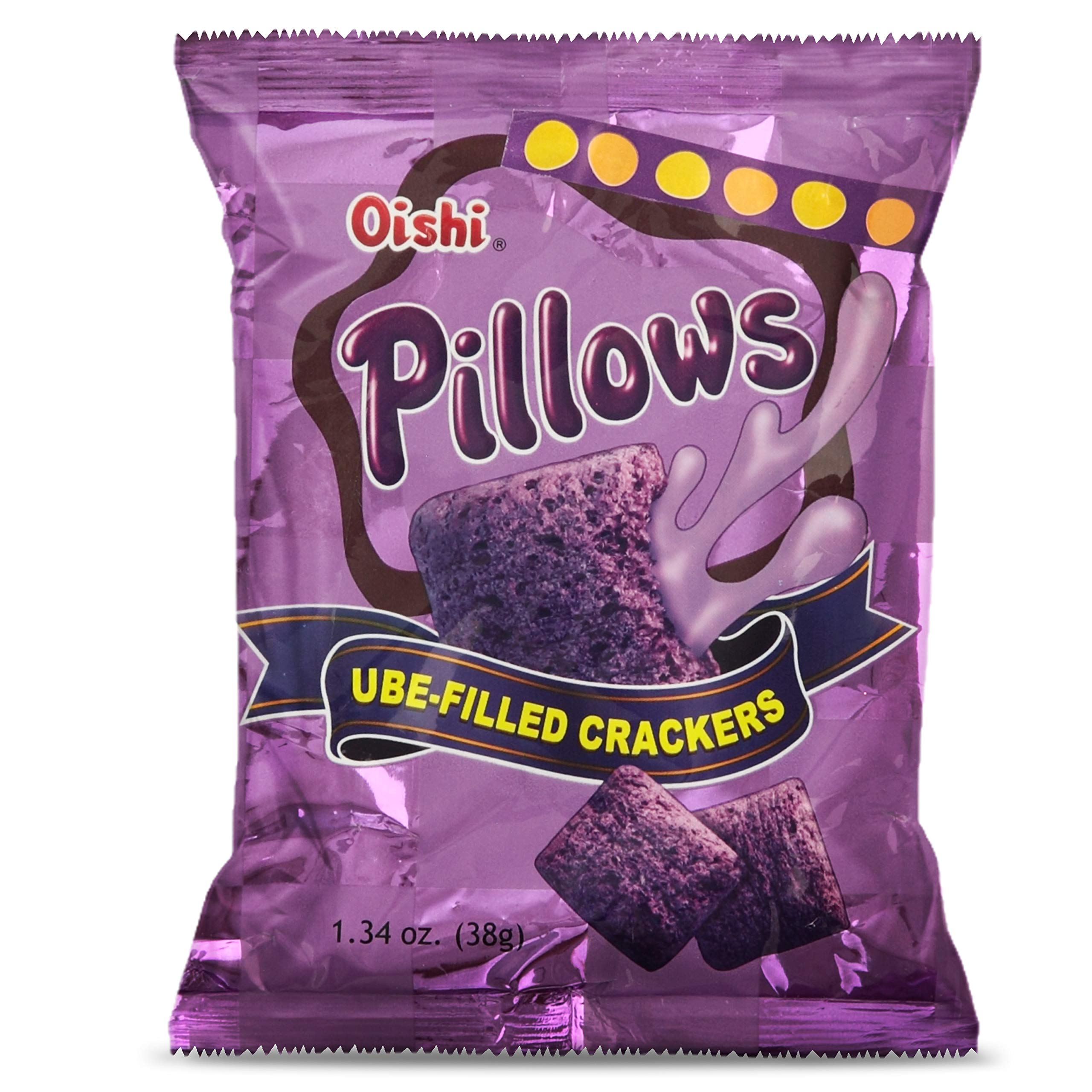 Oishi Ube Filled Crackers 10-Pack - Snacks for Office & Travel