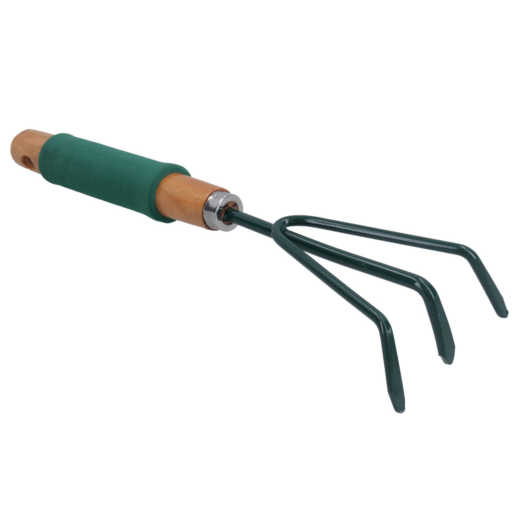AB Tools 12.6-Inch Garden Hand Rake - Stainless Steel Shrub & Leaf Remover - Ergonomic Gardening Tool for Yard Work, Landscaping, and Lawn Care