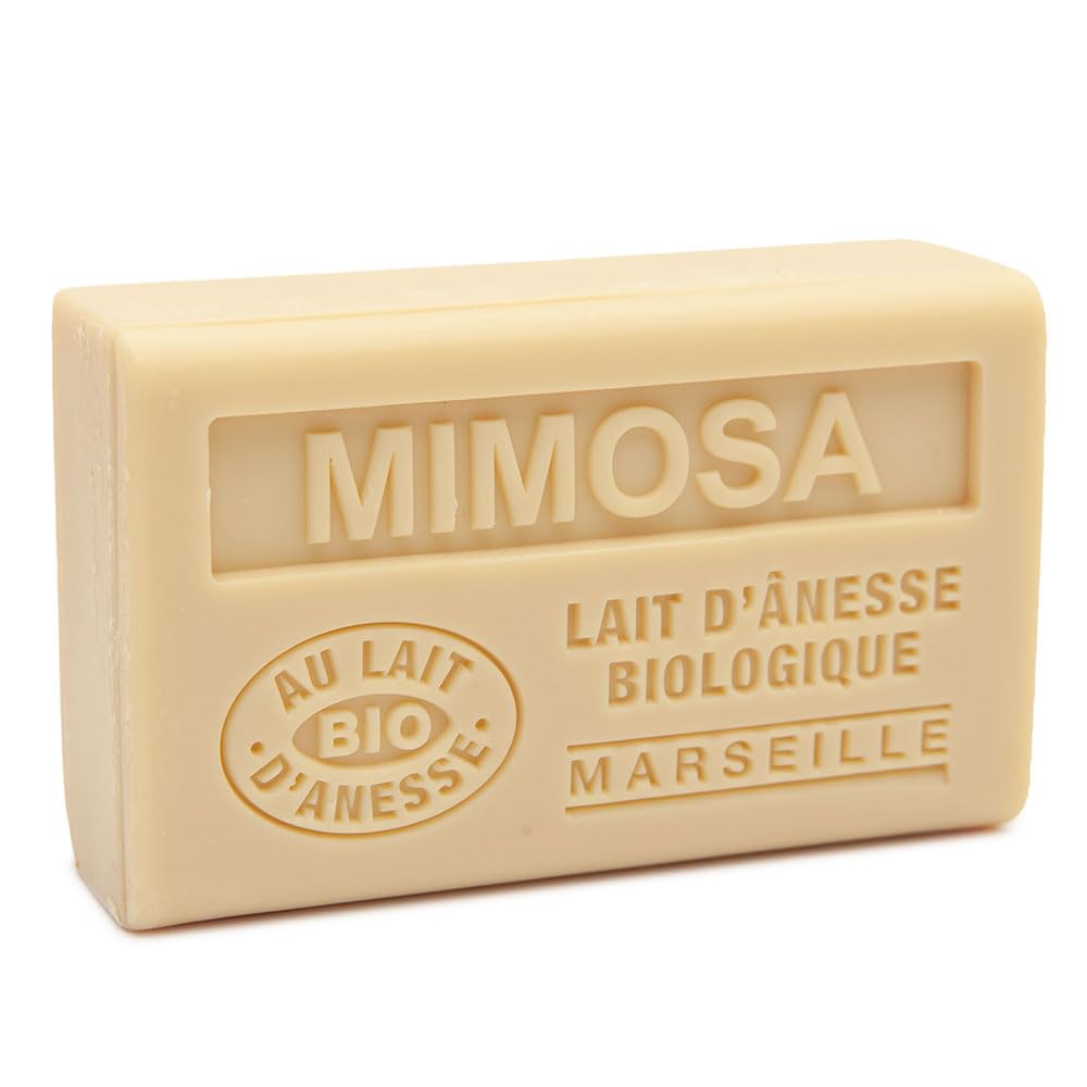 Provence Marseille Soap with Fresh Organic Donkey Milk - Mimosa Scented French Soap Bar (125g) - Luxurious Skincare for Sensitive Skin & Daily Bathing