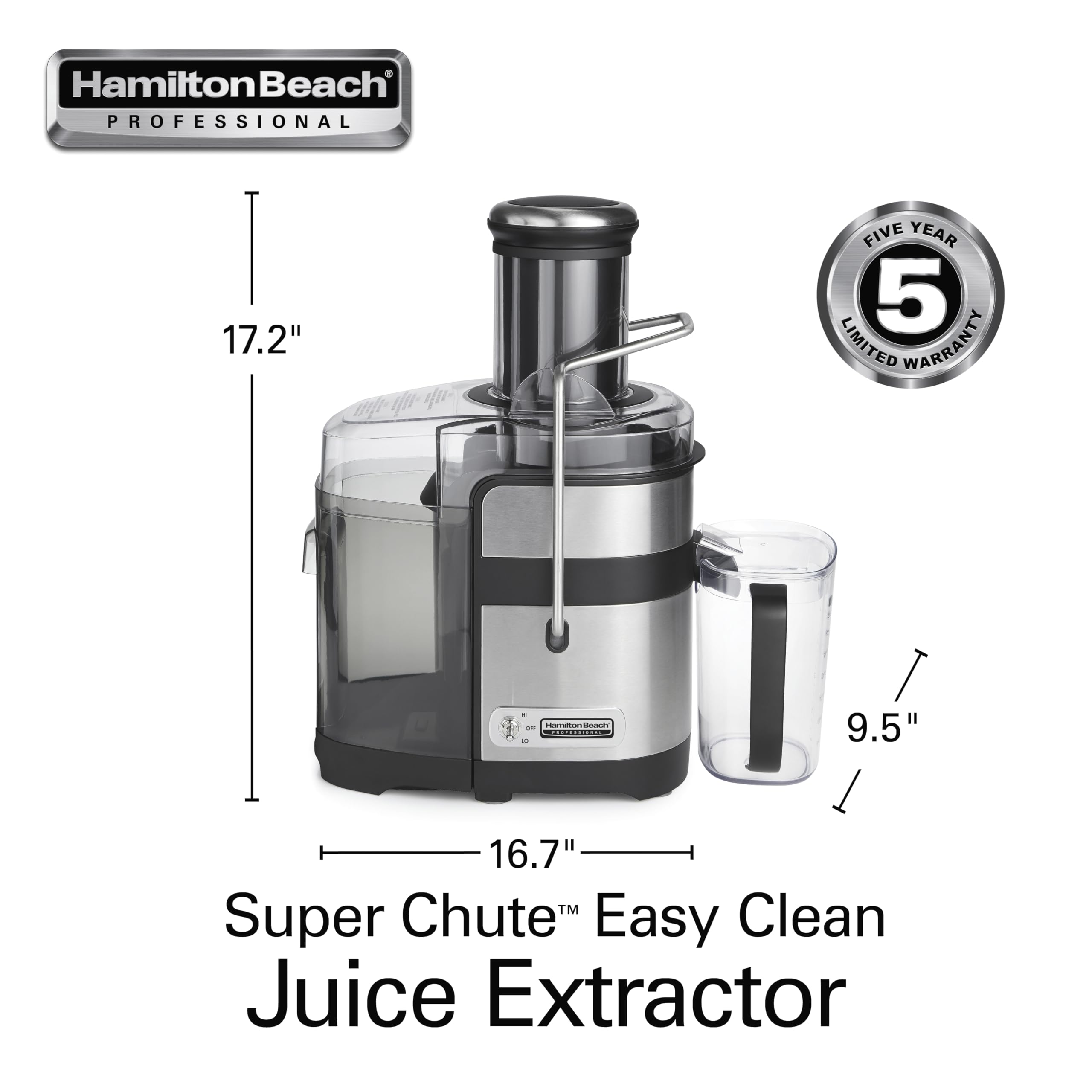 Hamilton Beach Professional Juicer Machine - 1100W High-Power Centrifugal Extractor with 3.5