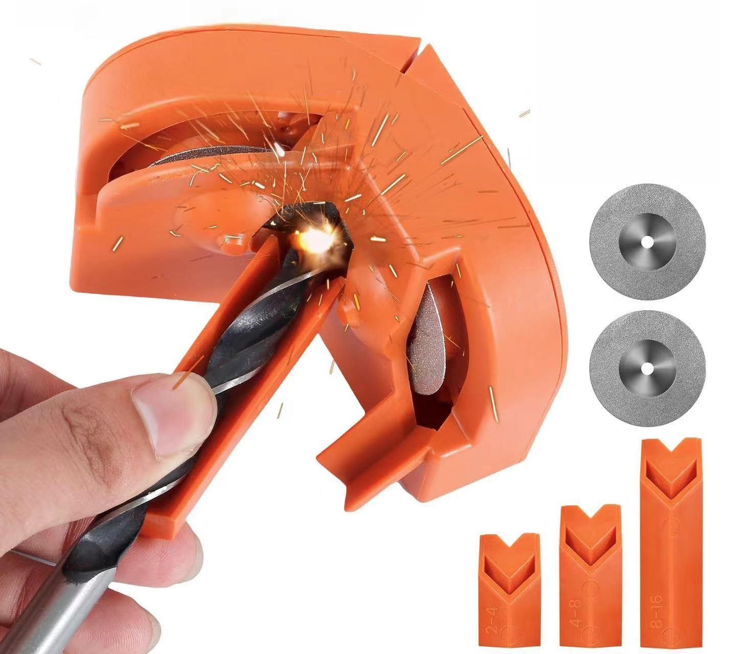Electric Drill Bit Sharpener - High Hardness Multipurpose Grinding Tool for All Drill Bits & Knives (1PC, Orange) | Portable Sharpening Machine for DIY, Woodworking & Metalworking Projects