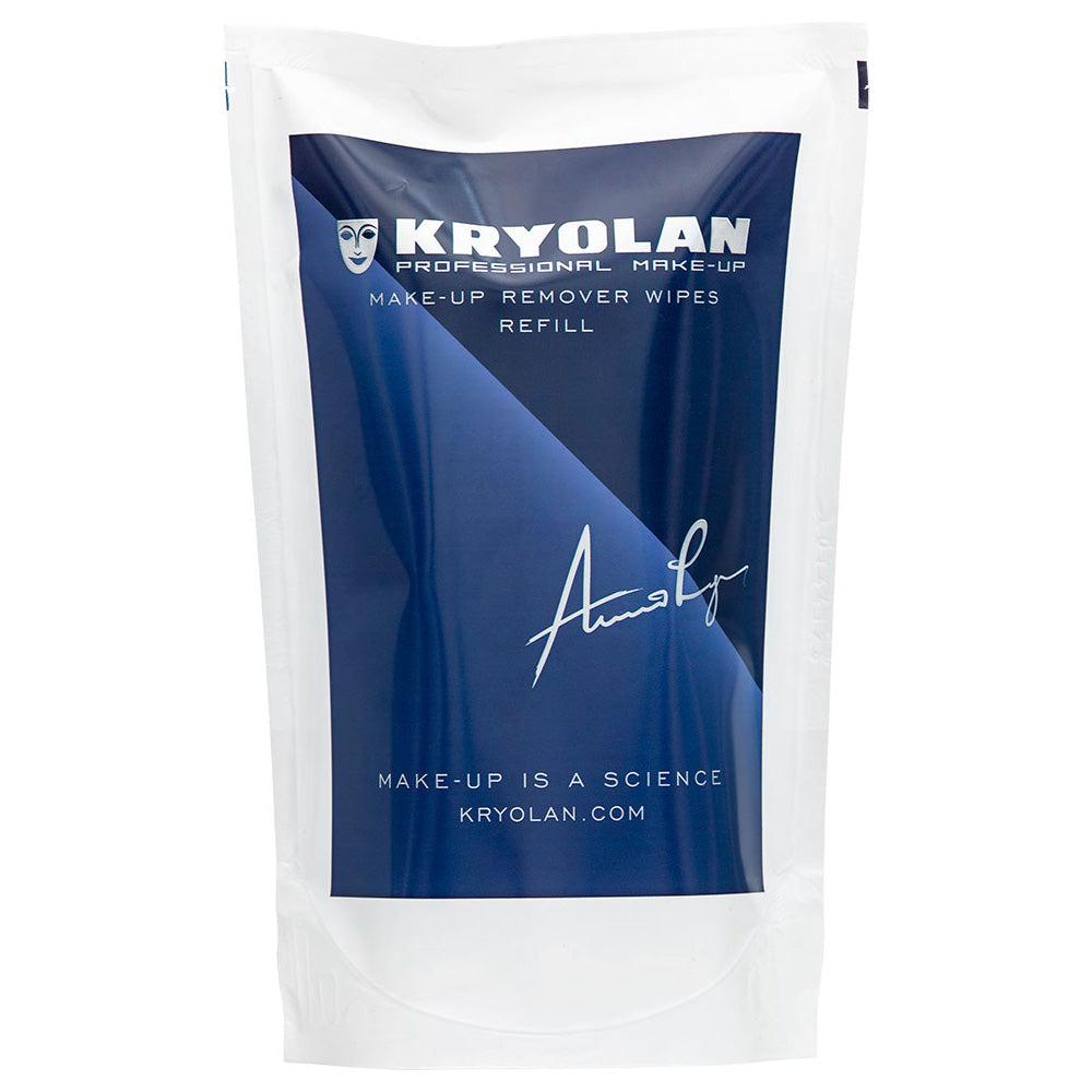 Kryolan Makeup Remover Wipes Refill Pack (05625) - Gentle Facial Cleansing Wipes for Professional & Home Use - Perfect for Theater, Photography & Daily Skincare Routine