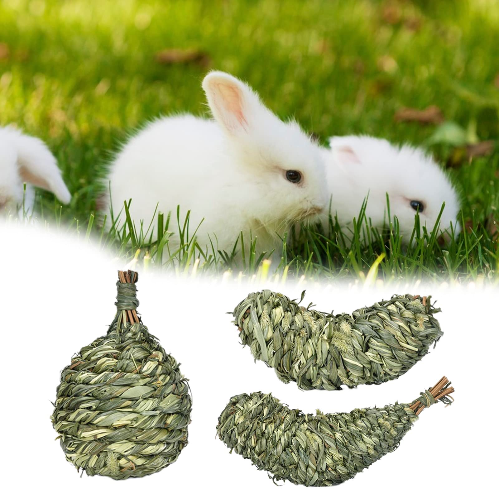 Natural Wooden Grass Chew Toy for Hamsters, Rabbits, Chinchillas & Small Pets - Banana-Shaped Fruit Design for Teeth Grinding - Safe & Fun Pet Accessory for Cages, Playtime & Dental Health