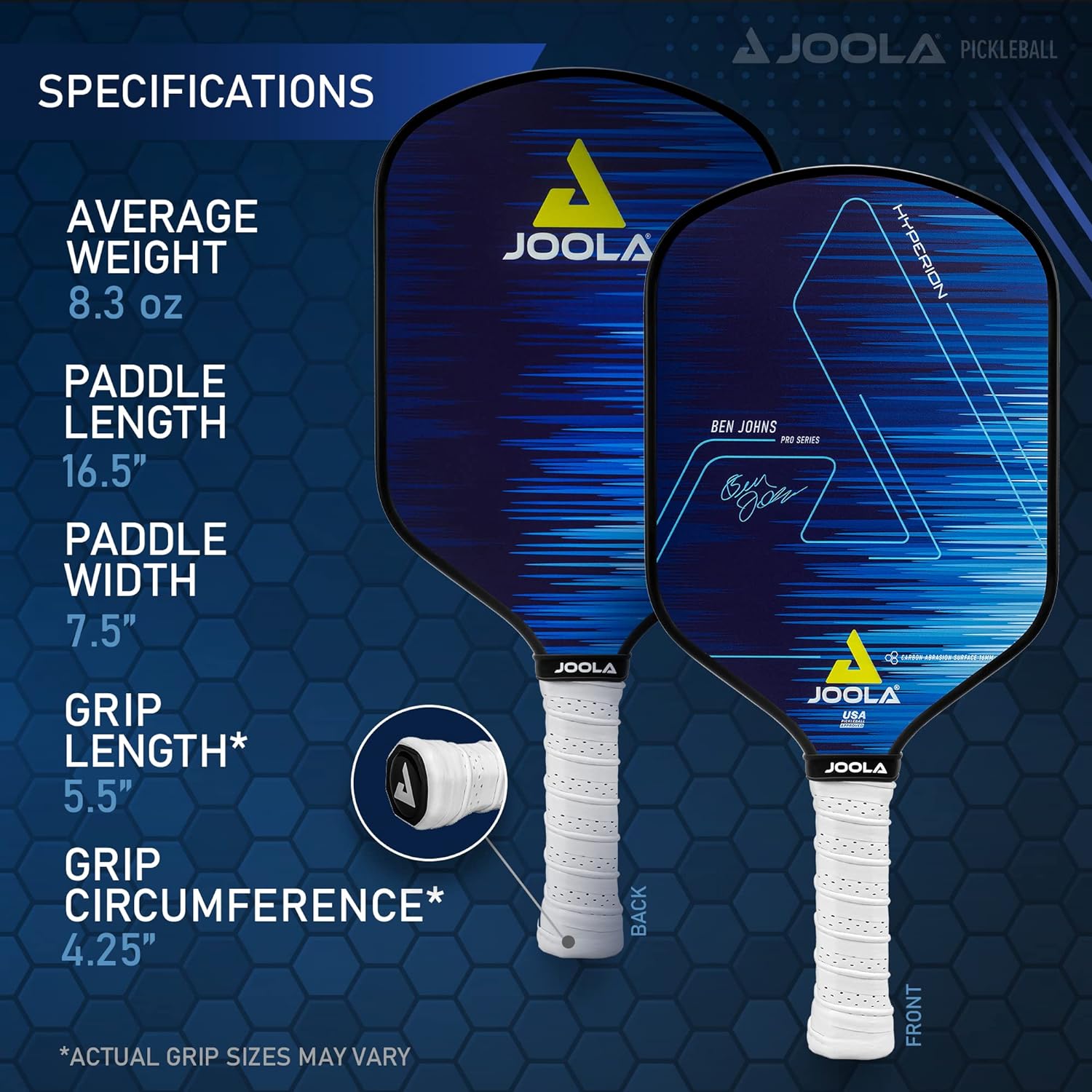 JOOLA Ben Johns Hyperion CAS 16 Pickleball Paddle - Premium Carbon Fiber Surface for Power & Control - Perfect for Competitive Play & Recreational Games