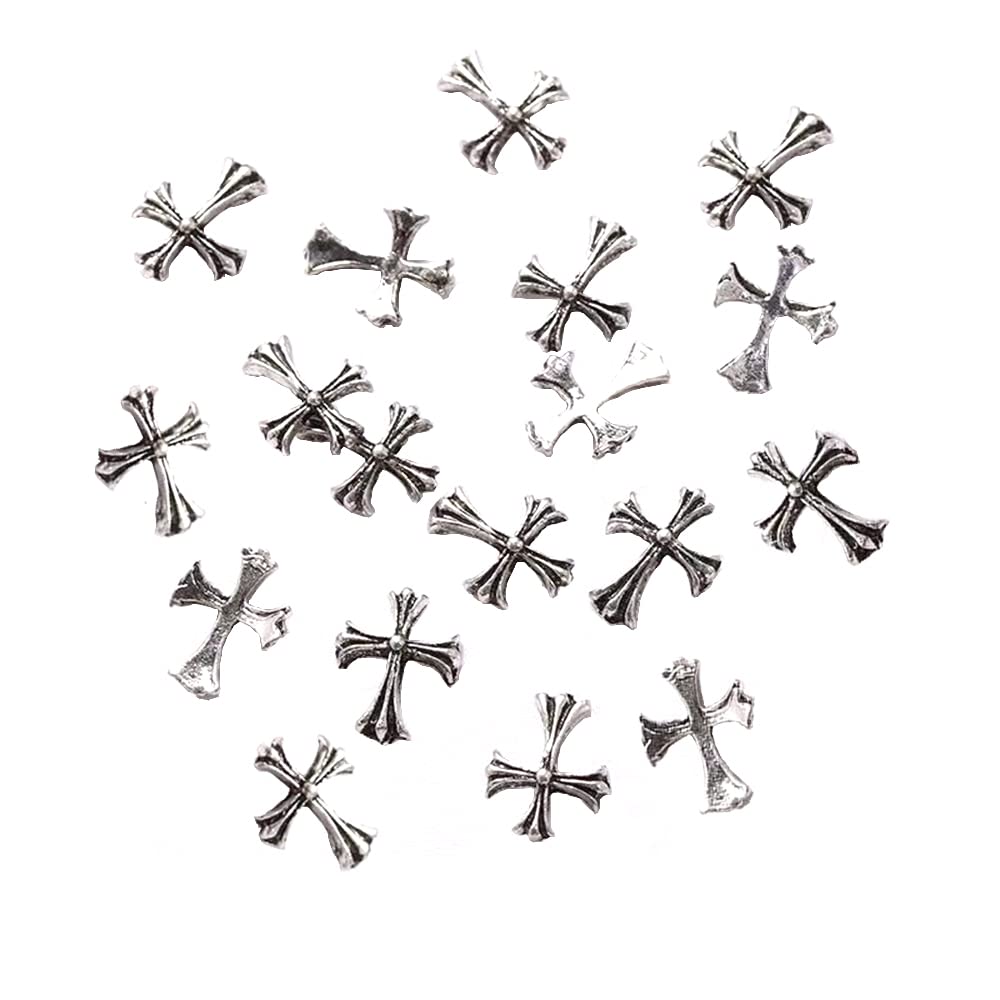 36 Pcs 3D Silver Metal Cross Nail Art Charms - DIY Nail Decoration Accessories for Women | Perfect for Nail Art, Manicures, and Gift Giving