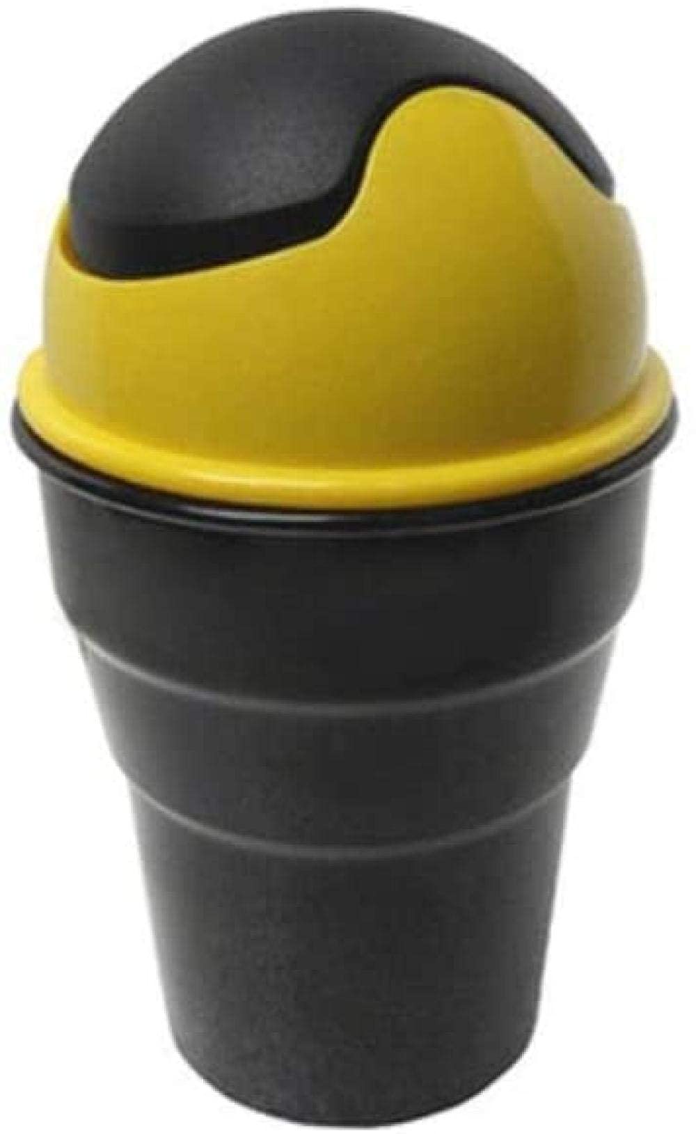Premium Car Trash Can - Leakproof Auto Garbage Bin with Lid for Vehicles, Home, Office - Yellow-Red Dustproof Trash Holder for Road Trips, Commuting & Travel Accessories (Color: Yellow)