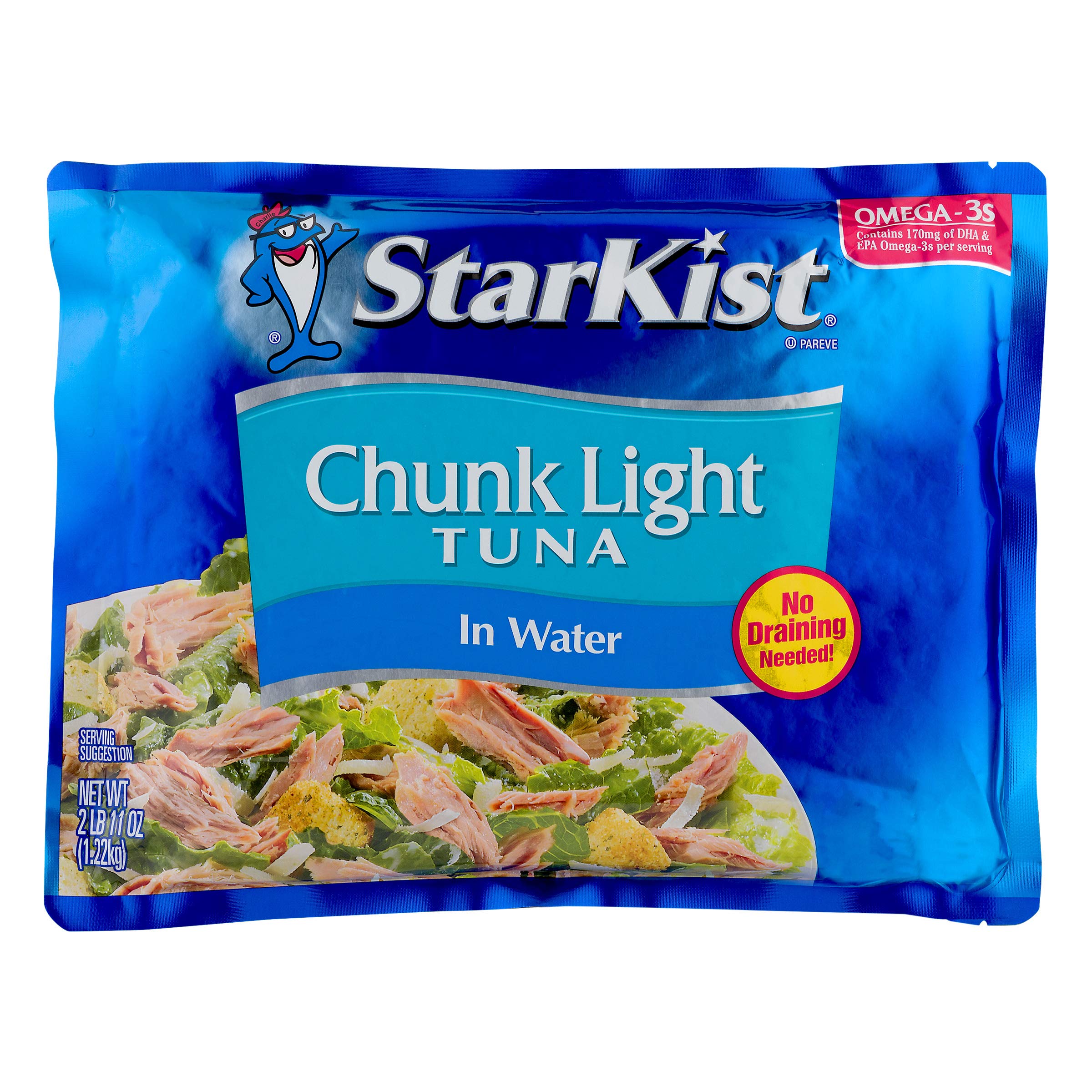 StarKist Chunk Light Tuna in Water - 43 oz Pouch (Pack of 6) | Wild Caught, High Protein, No Salt Added | Perfect for Salads, Sandwiches & Meal Prep