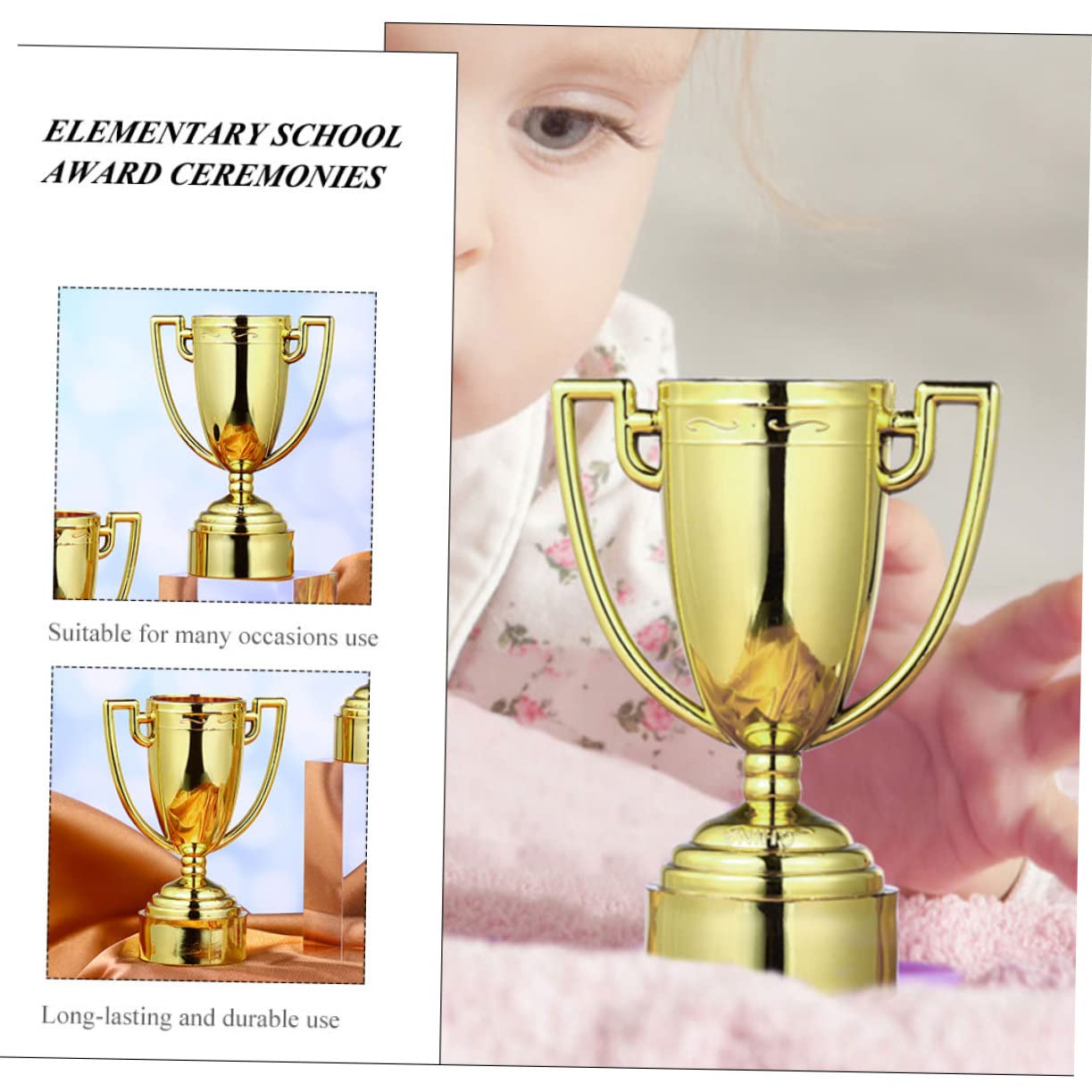 Toddmomy 50 Pcs Gold Plastic Trophy Toys for Kids - Reward Prizes, Classroom Incentives & Party Favors - Perfect for School Awards, Sports Achievements & Motivational Gifts