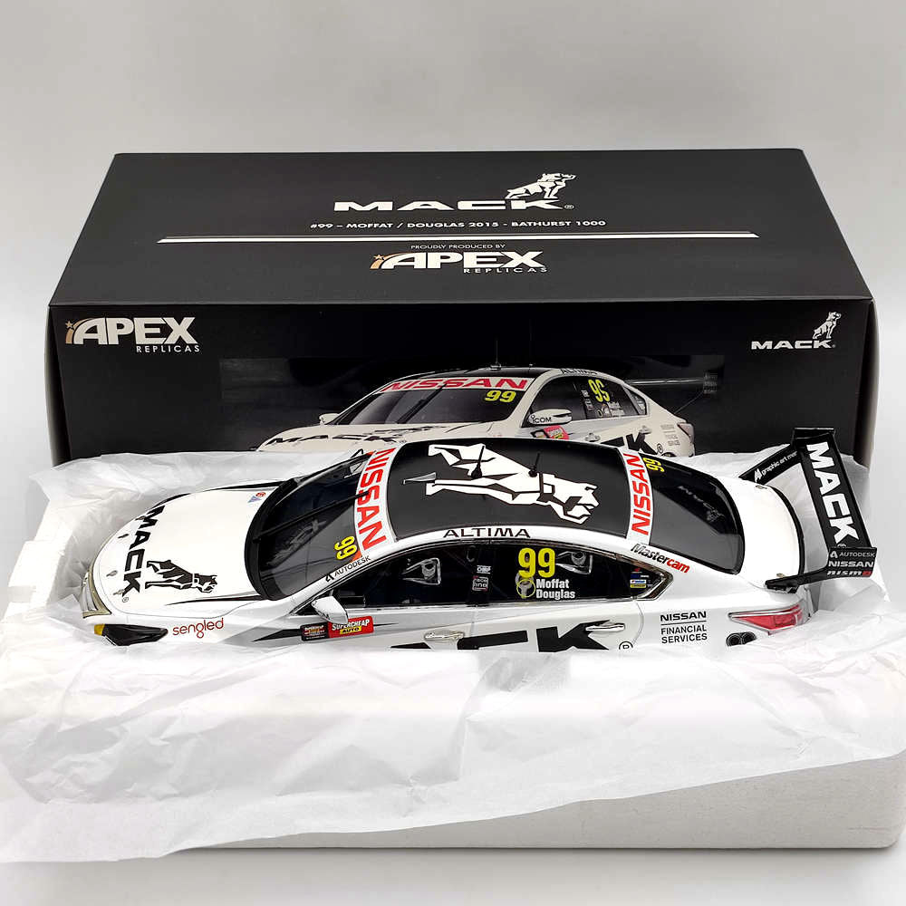 1/18 Scale Apex Nissan Altima MACK TRUCKS #99 MOFFAT/DOUGLAS 2015 AD80813 Diecast Model Car - Collectible Toy Gift for Kids & Adults, Perfect for Display, Racing Enthusiasts, and Holiday Presents