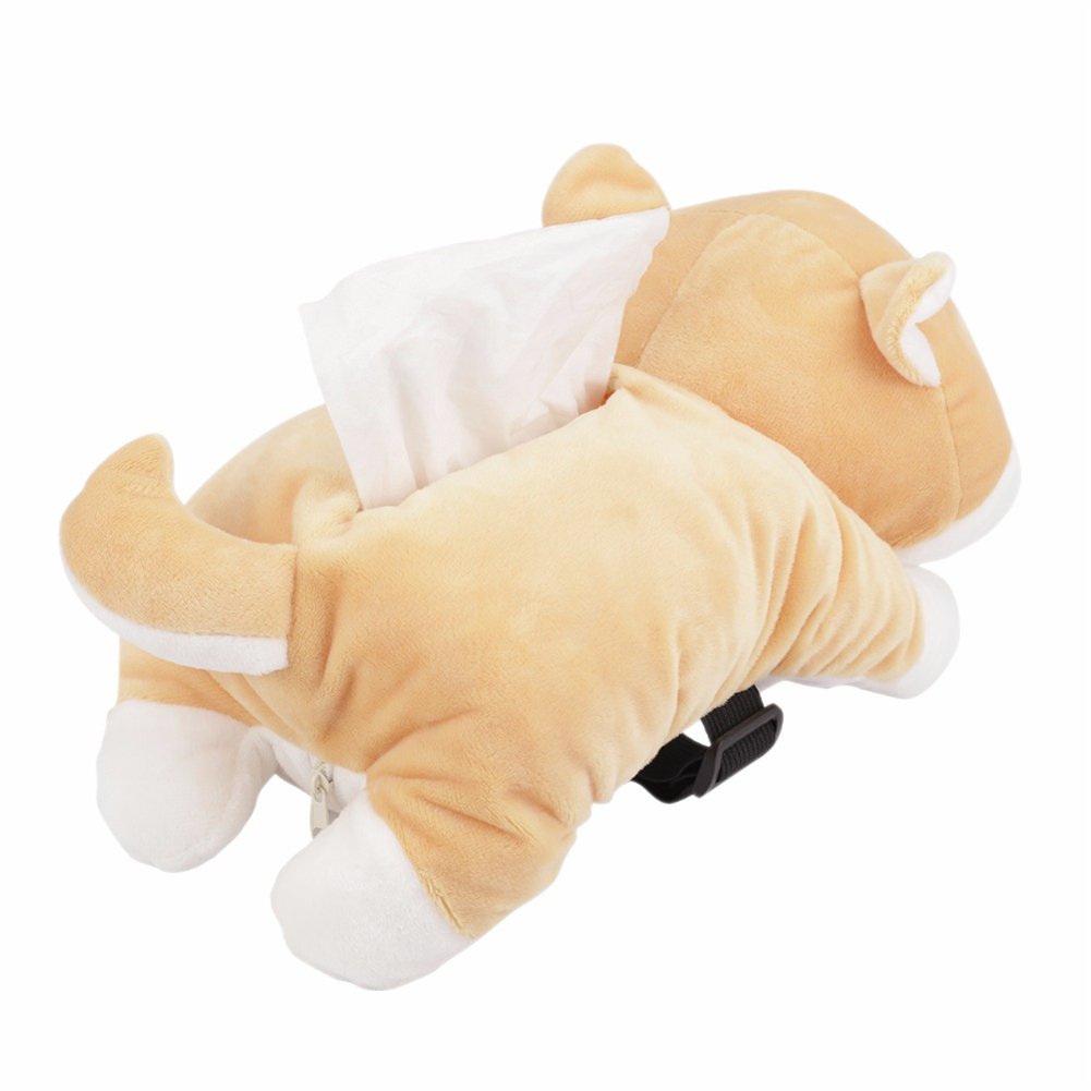 Whyme Cartoon Akita Dog Tissue Box Cover - Soft Plush Car & Home Tissue Holder with Armrest Design - Cute Bathroom & Bedroom Decor Accessory for Kids & Adults (Perfect for Cars, Living Rooms, and Nursery Decor)