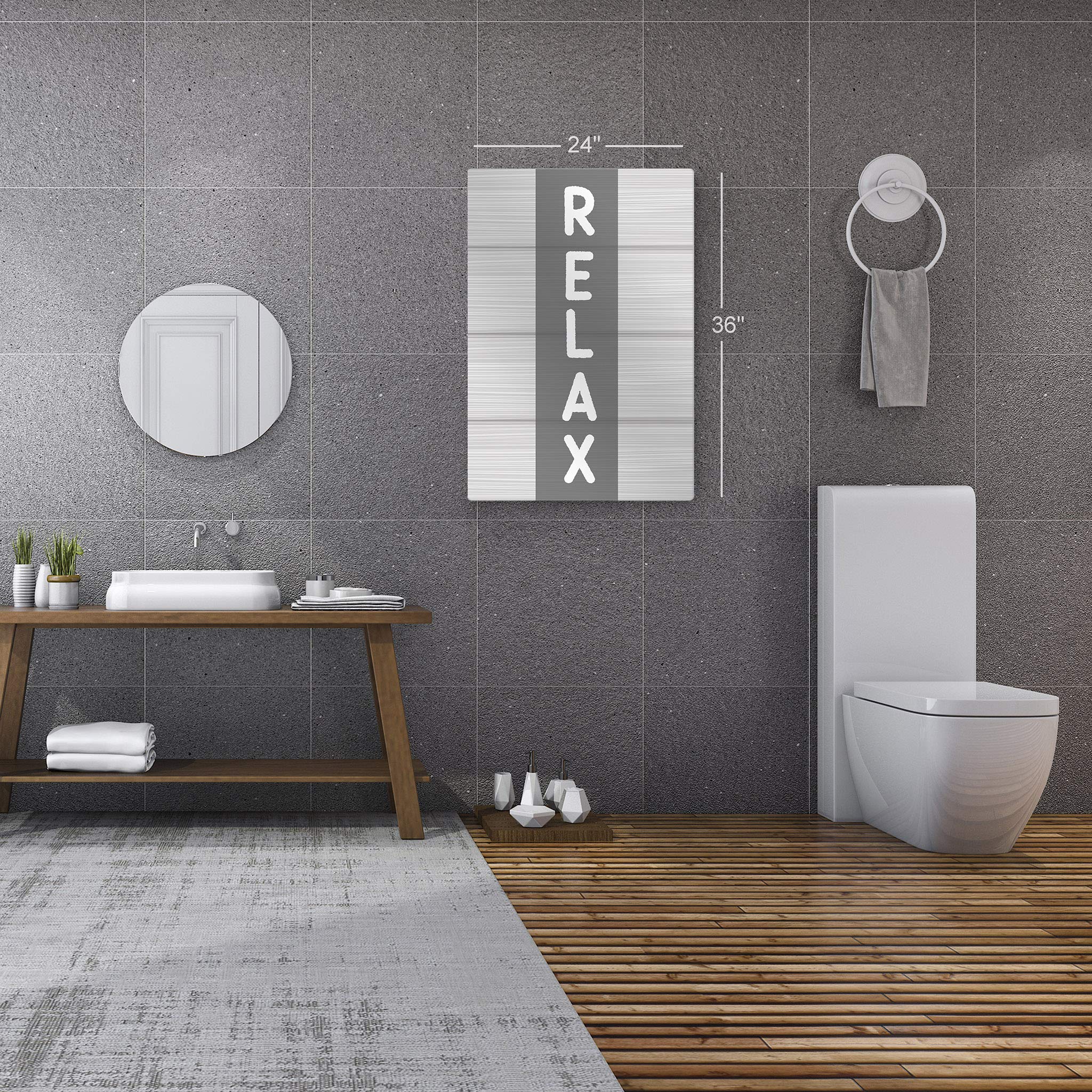 Funny Bathroom Sign - Grey Typography Metal Print for Home Decor | Ready to Hang 12x8