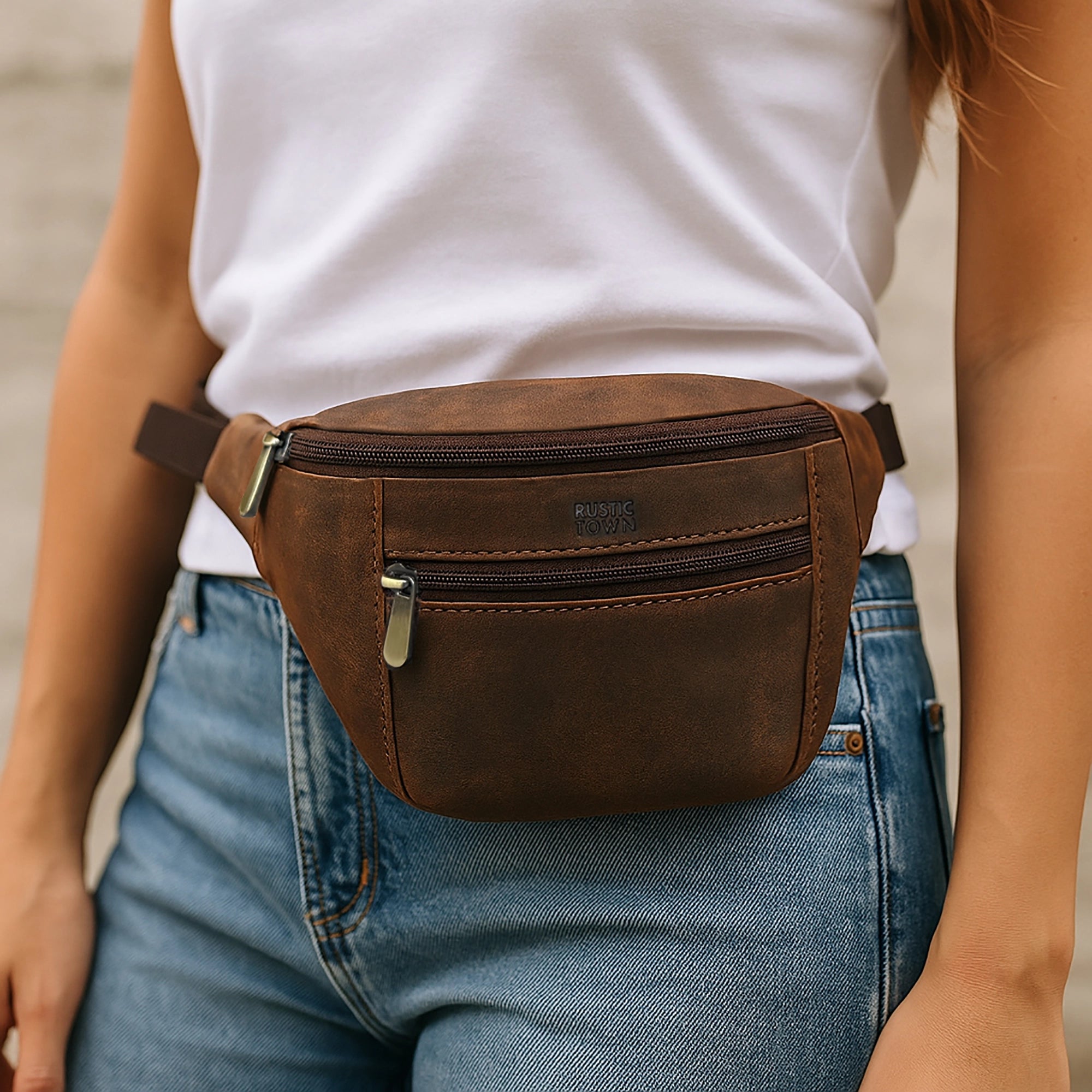 Premium Leather Fanny Pack for Men & Women - Adjustable Waist, Chest & Crossbody Sling Bag - Perfect for Travel, Hiking & Everyday Use