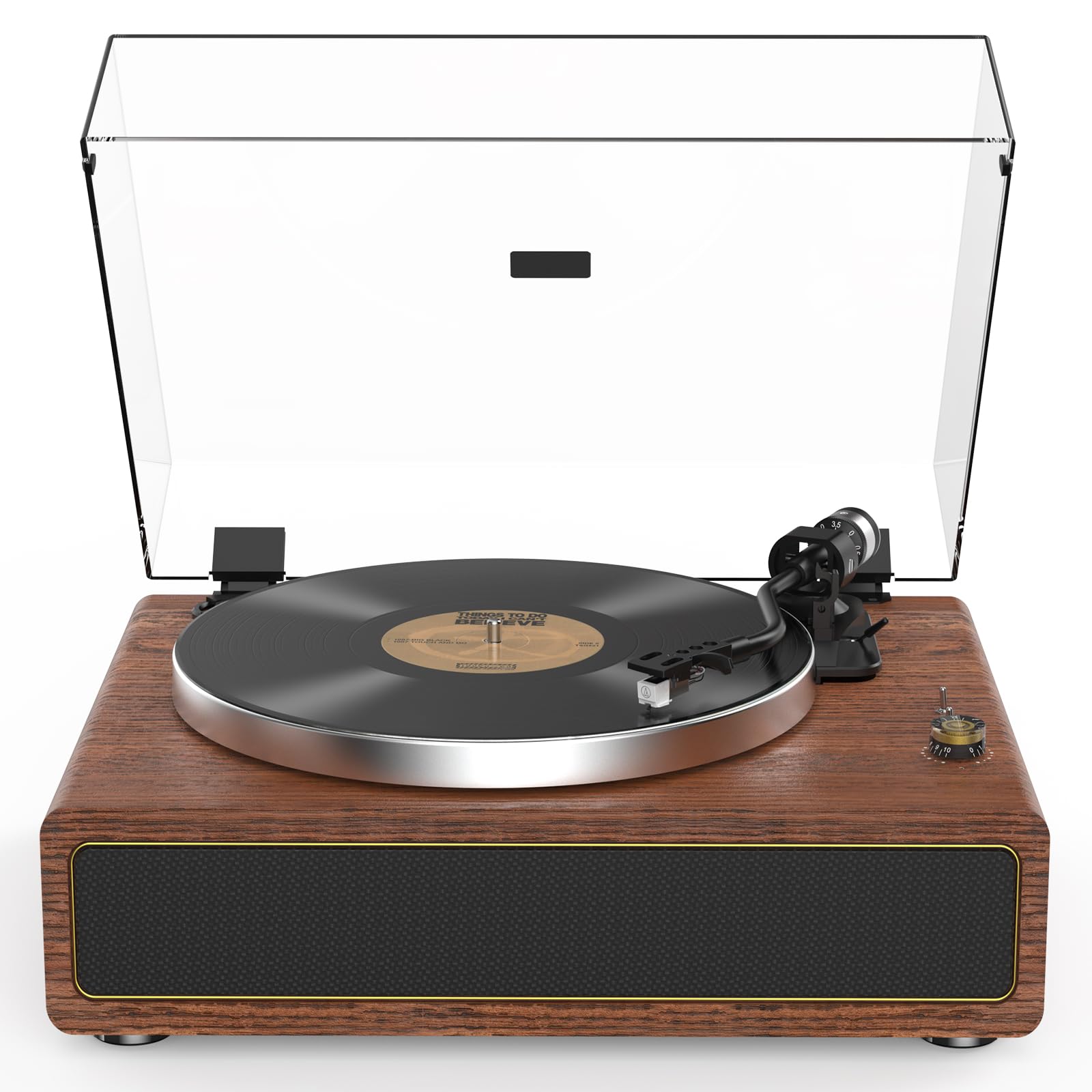 Wireless Bluetooth Turntable with Built-in Speakers - Belt Drive Vinyl Record Player with Auto Stop, 33/45 RPM Speed, RCA & AUX Output - Perfect for Home Entertainment & Vinyl Enthusiasts