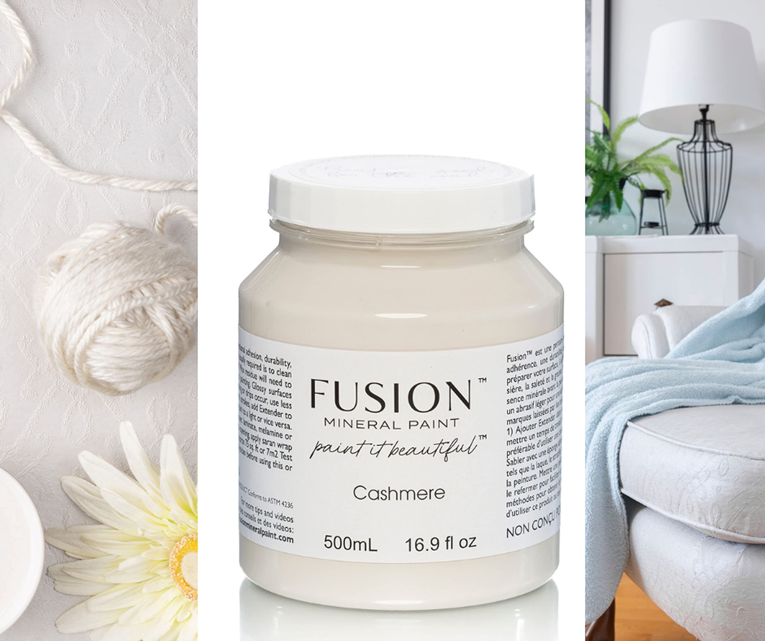 Fusion Mineral Paint - Premium Cashmere Finish (500ml) for Furniture, Cabinets & Home Decor - Eco-Friendly, Non-Toxic Chalk Style Paint
