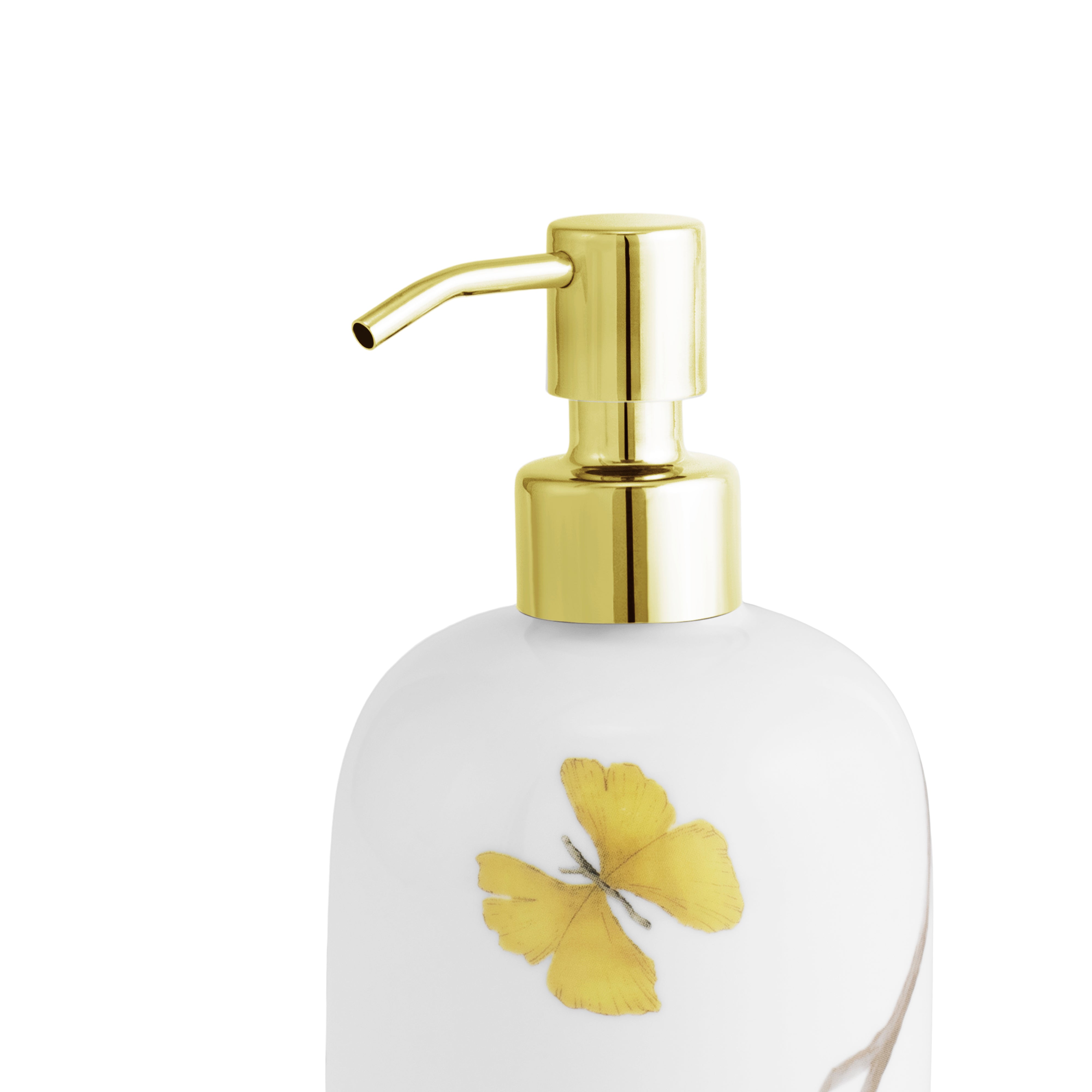 Butterfly Ginkgo Porcelain Bathroom Set - Elegant Soap Dish, Toothbrush Holder & Tumbler for Spa-Like Luxury at Home