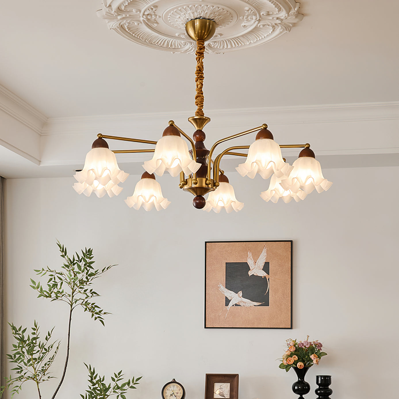 Elegant Blossom Flowers Chandelier - Floral Crystal Ceiling Light Fixture for Dining Room, Bedroom & Living Room Decor