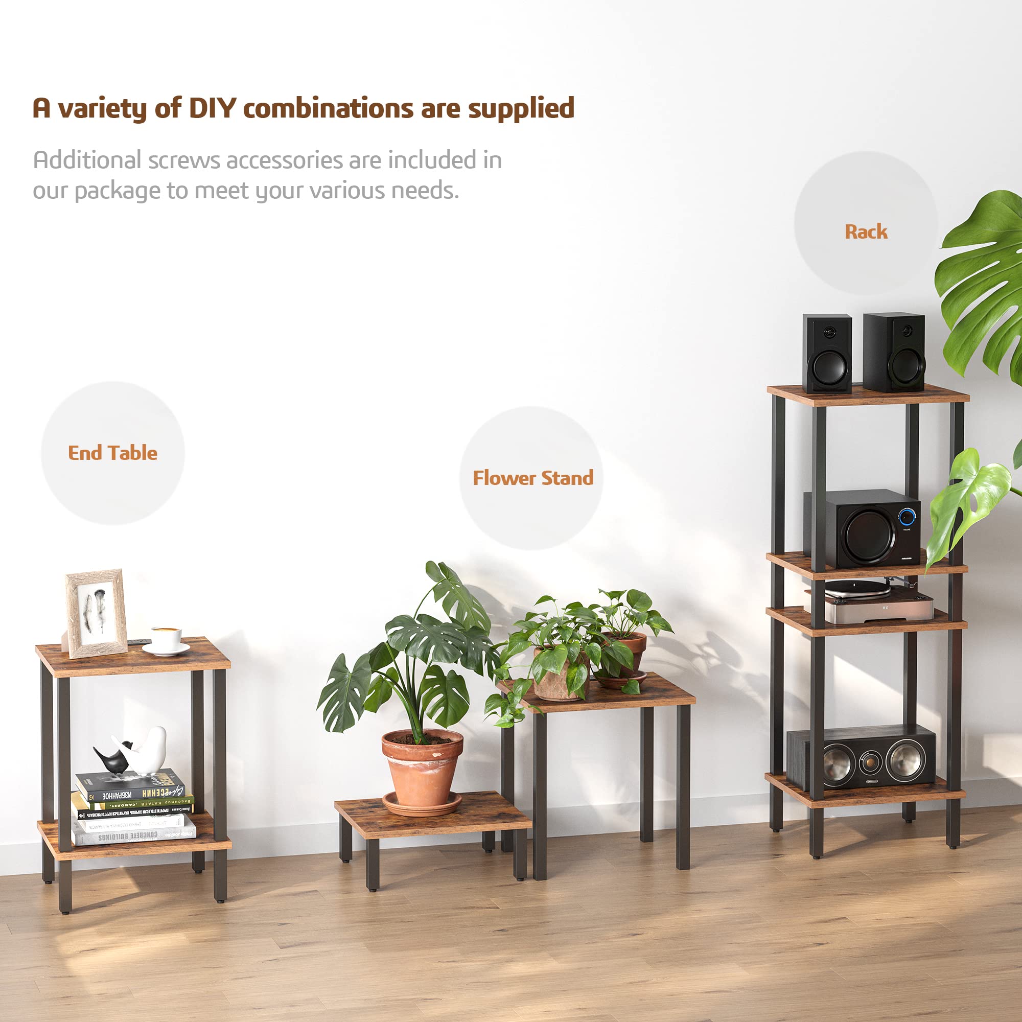 TUTOTAK 2-Tier End Table with Storage Shelf - Compact Side Table & Nightstand for Small Spaces - Perfect for Living Room, Bedroom, Dorm (Model TB01BB034) - Ideal for Holding Lamps, Books, and Bedside Essentials