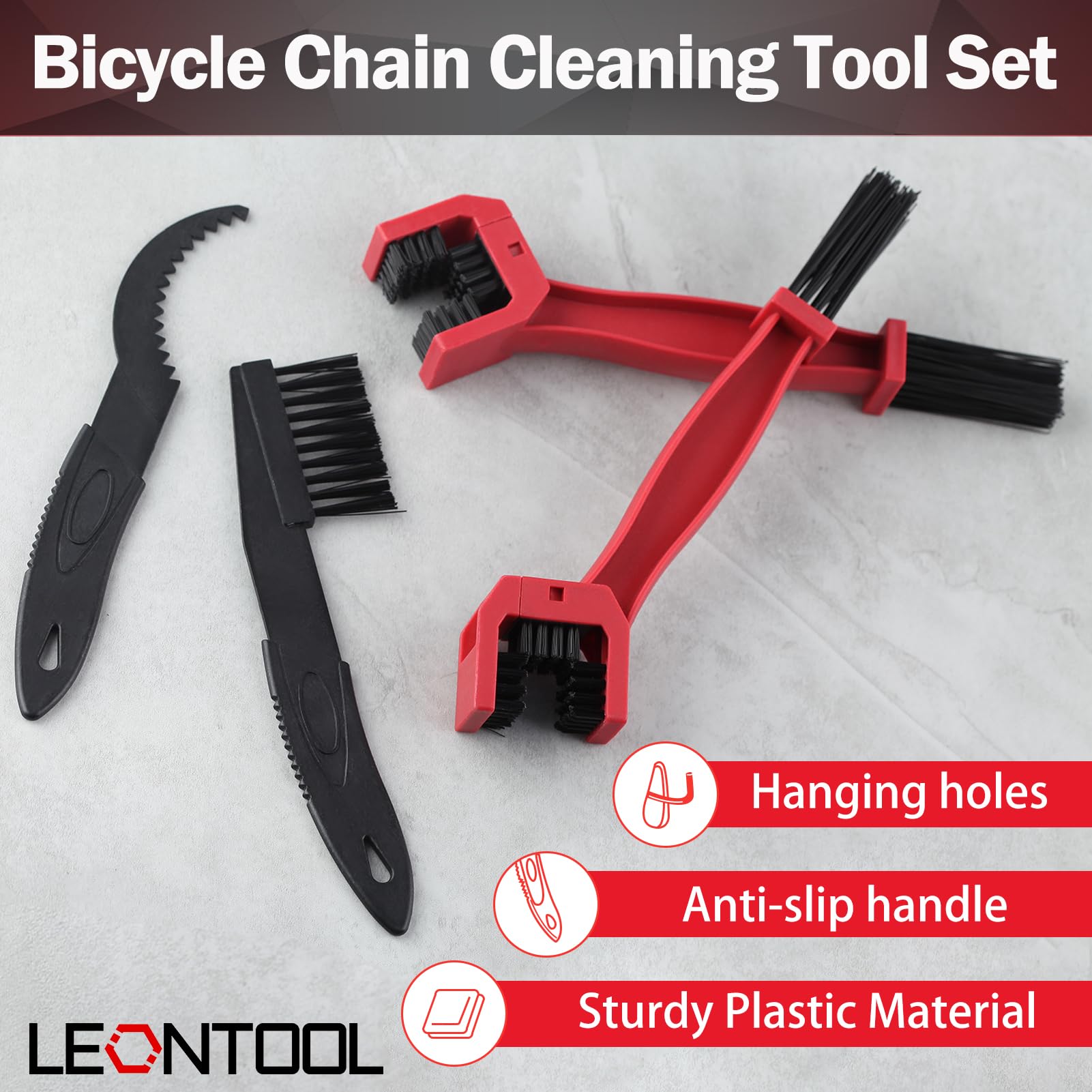 4-Piece Motorcycle & Bicycle Chain Cleaning Kit - Bike Chain Cleaner Brush, Crankset Brush & Grunge Brush for MTB, Road & Mountain Bikes - Perfect for DIY Bike Maintenance & Motorcycle Chain Care