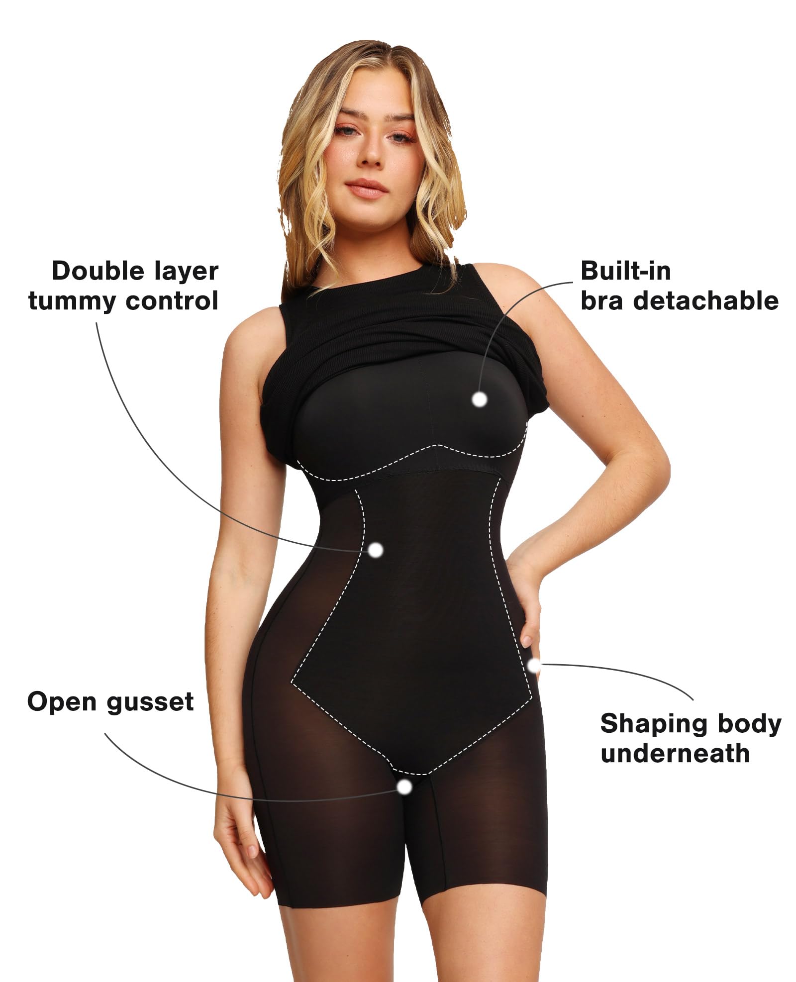 Popilush Women's Midi Bodycon Dress - Slimming Shapewear Sleeveless Crew Neck Summer Dress for Casual, Party & Club Wear | Perfect for Date Nights, Office Outfits & Special Occasions