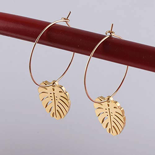 RUIZHEN Hollow Out Monstera Leaf Nature Palm Leaf Dangle Earrings - Bohemian Tropical Style Handmade Jewelry for Women, Perfect for Beach Vacation, Summer Party & Boho Fashion Accessories