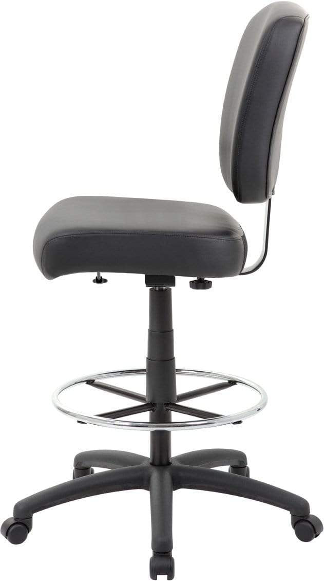 Boss Oversized Drafting Stool [B1680 BK] - Adjustable Height Bar Stool for Home Office, Studio & Industrial Workspaces - Ergonomic Design for Architects, Artists & Designers