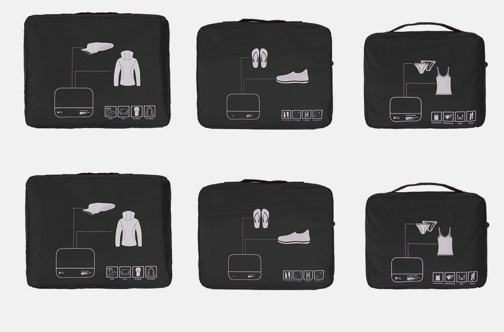 Premium Packing Cubes Set for Travel - 6-Piece Lightweight Luggage Organizers for Suitcases (Black) | Perfect for Business Trips, Vacations & Backpacking