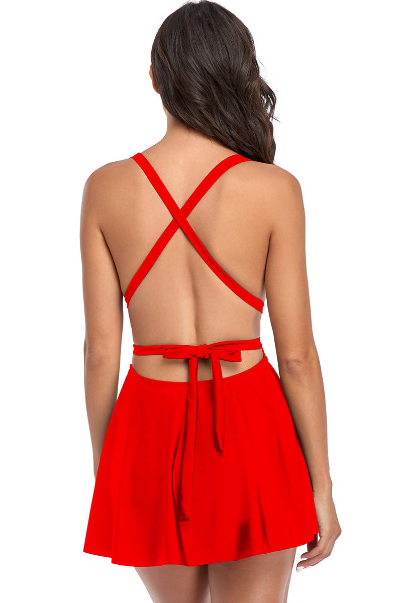 Sexy One Piece Swimsuits for Women - V Neck Swim Dress with Skirt | Perfect for Beach, Pool & Summer Vacations