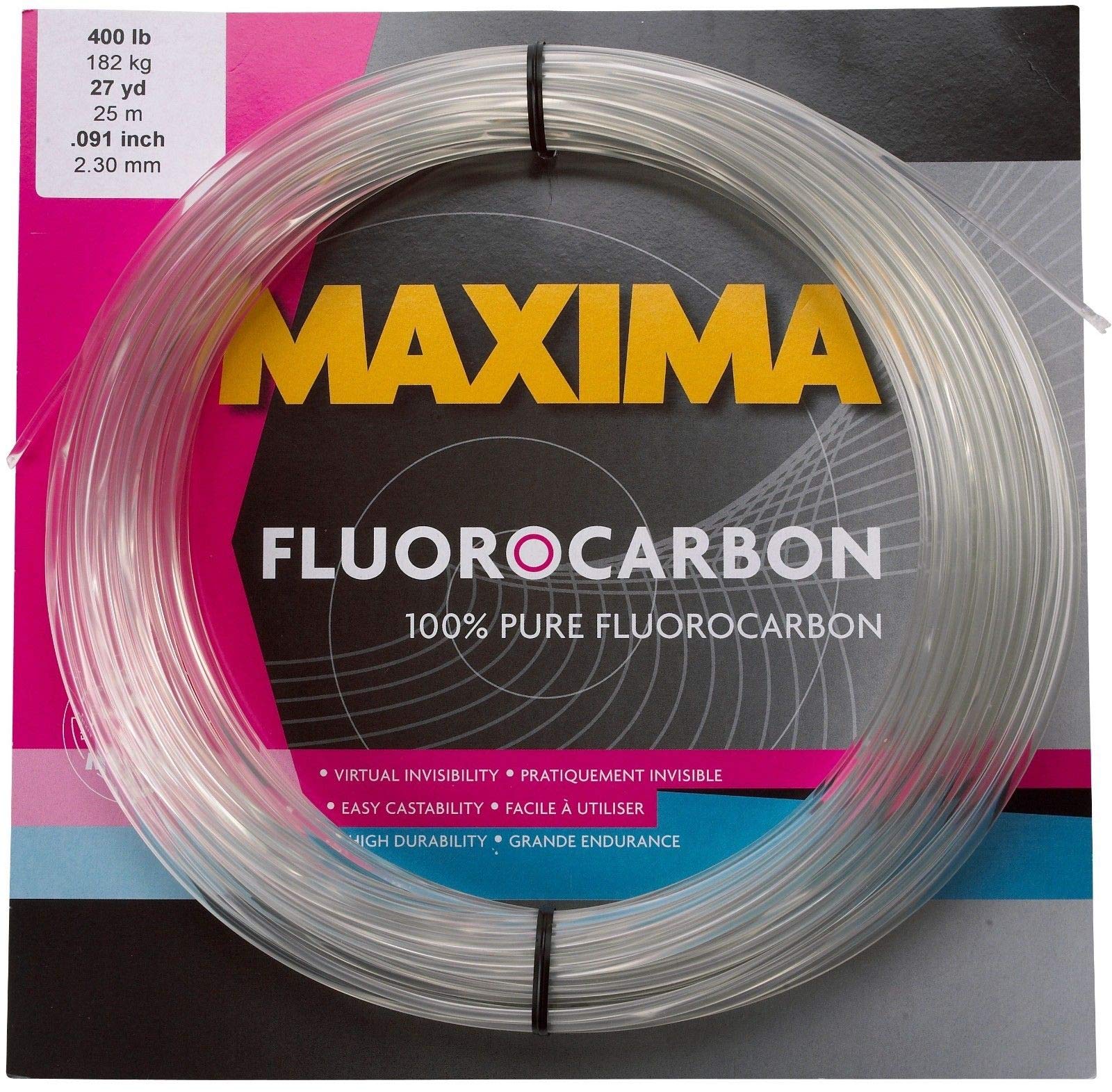 Premium Maxima Fluorocarbon Fishing Leader Line - High Strength, Low Visibility for Saltwater & Freshwater - Ideal for Bass, Trout, and Saltwater Game Fish