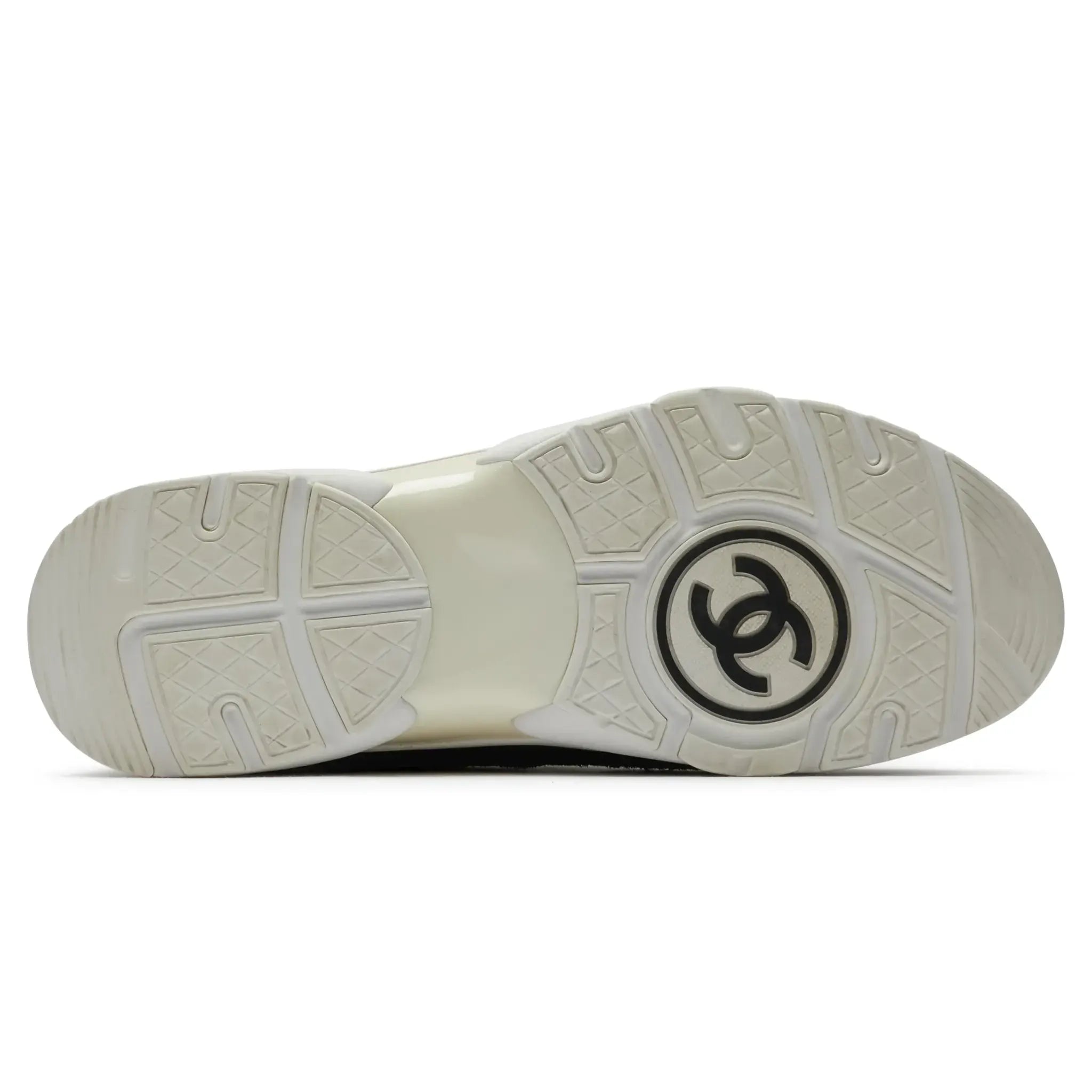 Vintage Chanel CC Logo Suede Nylon Reflective Black & White Sneakers - Stylish Luxury Fashion for Women | Perfect for Casual Outings & High-End Streetwear