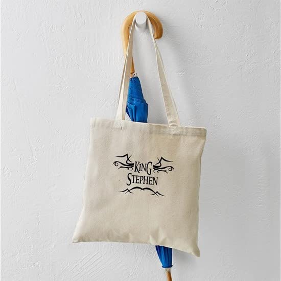 King Stephen Tote Bag - Natural Canvas Reusable Shopping Bag for Groceries, Beach & Everyday Use | Eco-Friendly Cotton Tote with Premium Print