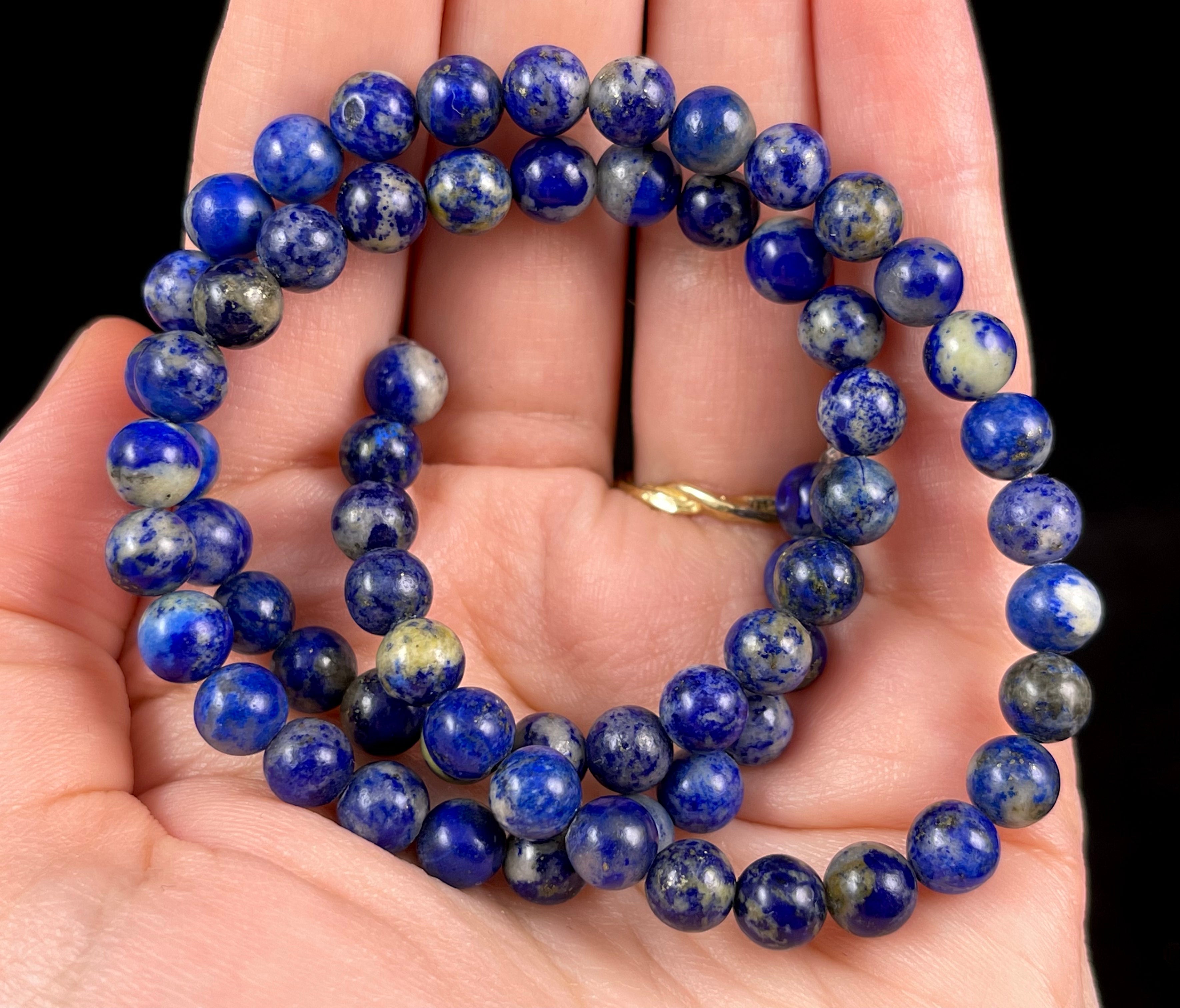 Lapis Lazuli Round Beads Strand A0110 - Natural Gemstone Jewelry Making Supplies for Necklaces, Bracelets & DIY Crafts