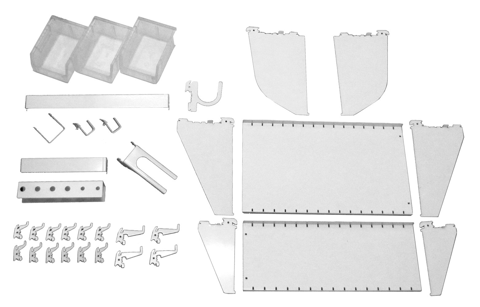 Wall Control Slotted Tool Board Workstation Accessory Kit - White Pegboard Organizer for Garage, Workshop & DIY Projects | Heavy-Duty Metal Tool Storage System with Hooks & Accessories