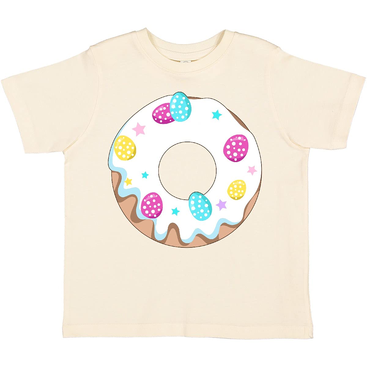 Easter Donut with Pastel Eggs Frosting and Stars Toddler T-Shirt - Cute Easter Outfit for Boys & Girls - Perfect for Easter Egg Hunts, Spring Photos & Holiday Celebrations