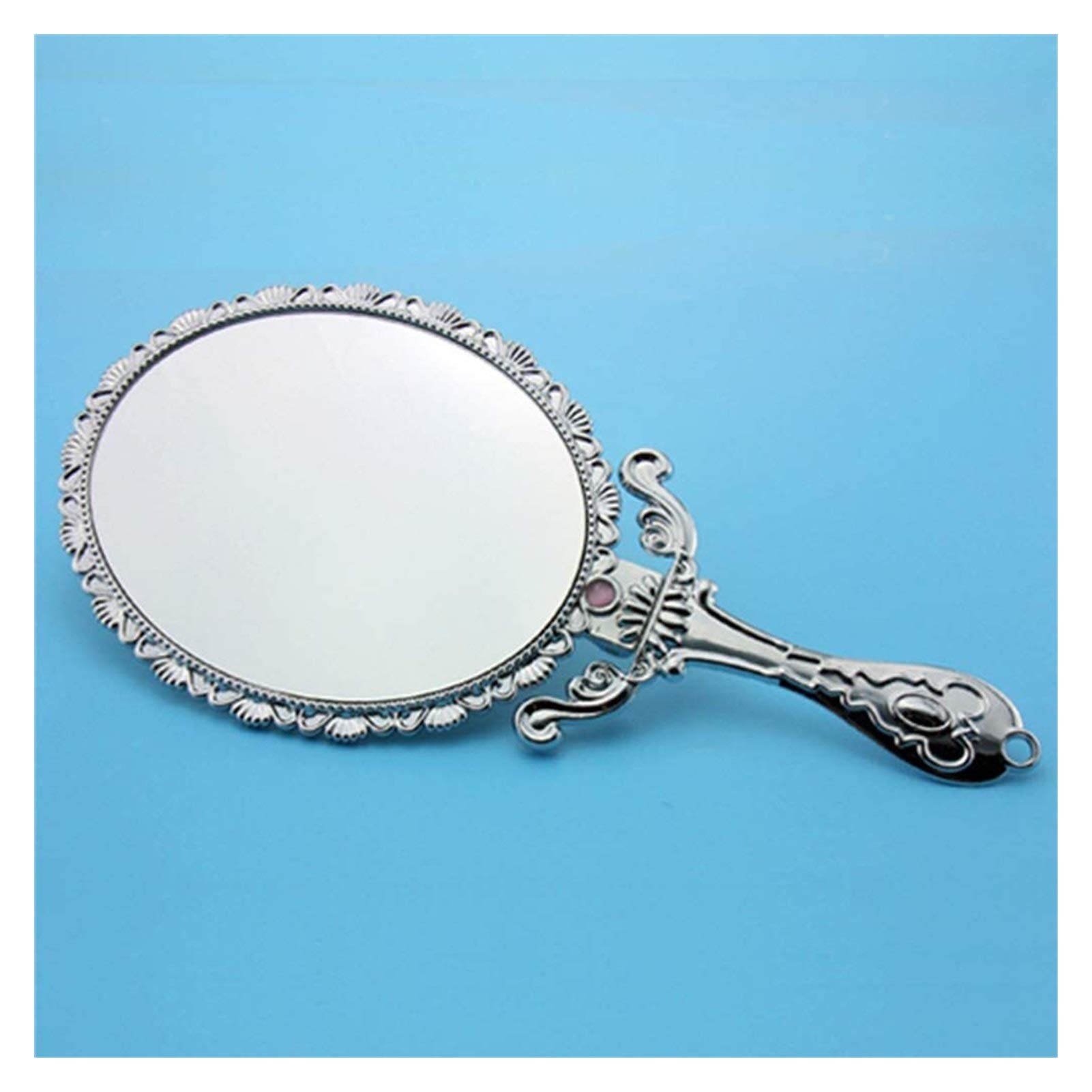 YUESFZ Retro Handheld Vanity Mirror - Folding Portable Makeup Mirror with Vintage Pattern, Large Silver Mirror for Travel & Home Use | Perfect for Makeup, Hair Styling & Skincare