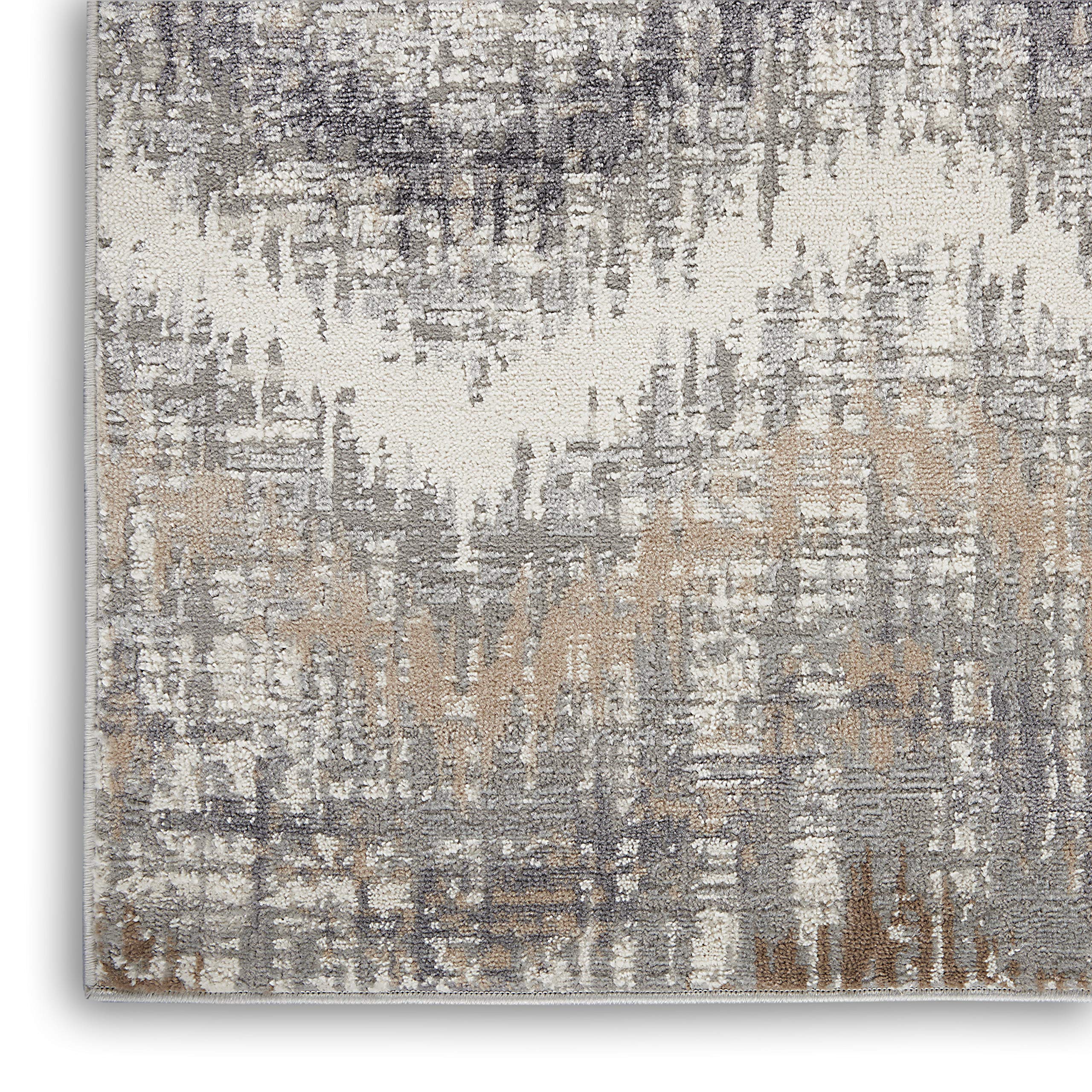 Nourison Elation Abstract Grey Ivory 4' x 6' Area Rug - Easy-Clean, Non-Shedding, Stain Resistant - Perfect for Bedroom, Living Room, Dining Room & Kitchen Decor (4x6)