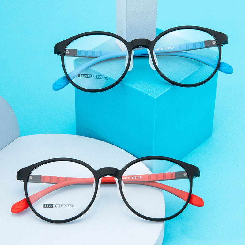 Bclear Unisex Kids Round Full Rim TR90 Titanium Eyeglasses KD8809 - Lightweight Durable Glasses for School, Reading & Outdoor Activities