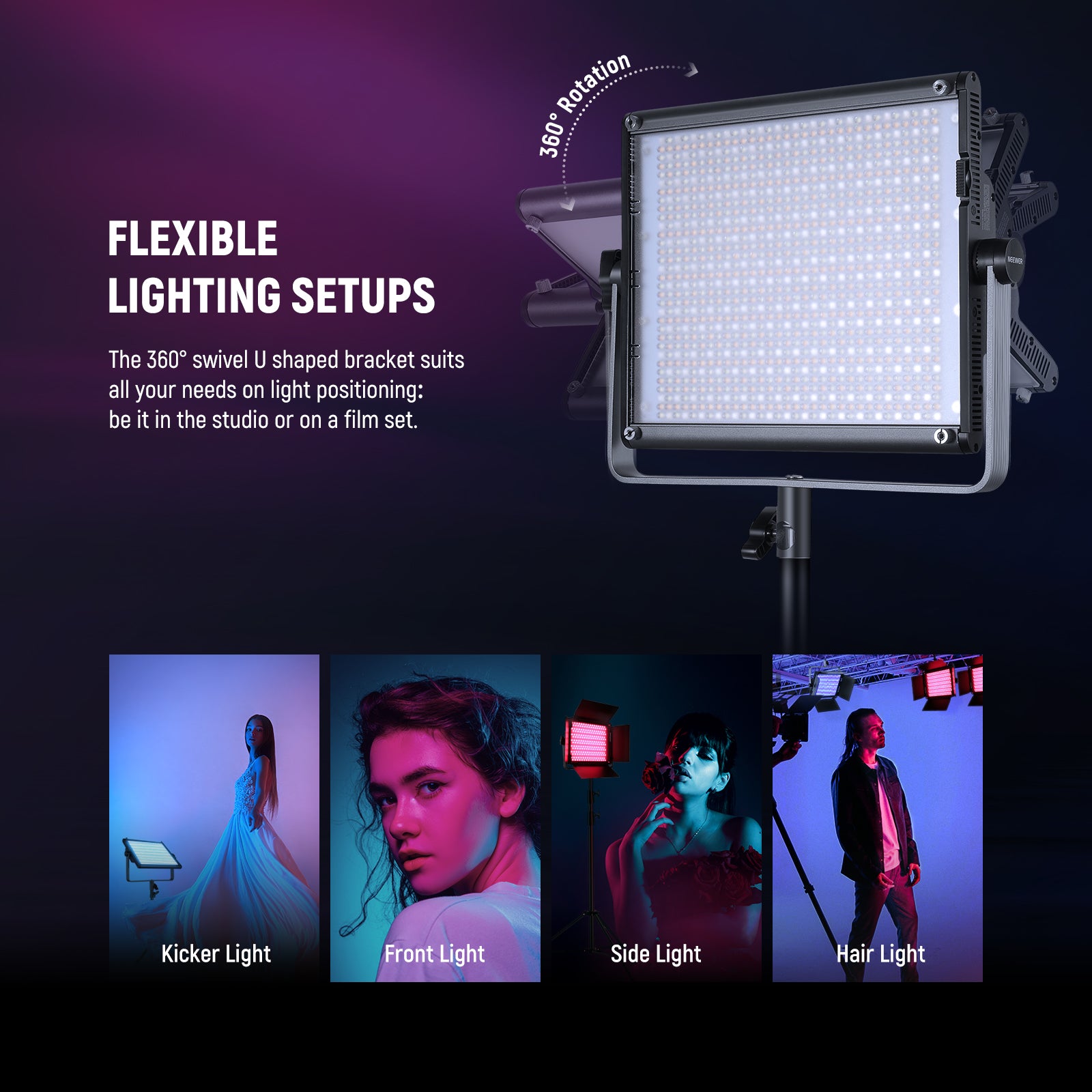 NEEWER 2 Pack RGB1200 LED Video Light Panel Kit with 3200K-5600K Adjustable Color Temperature for YouTube, Photography, Live Streaming & Studio Lighting
