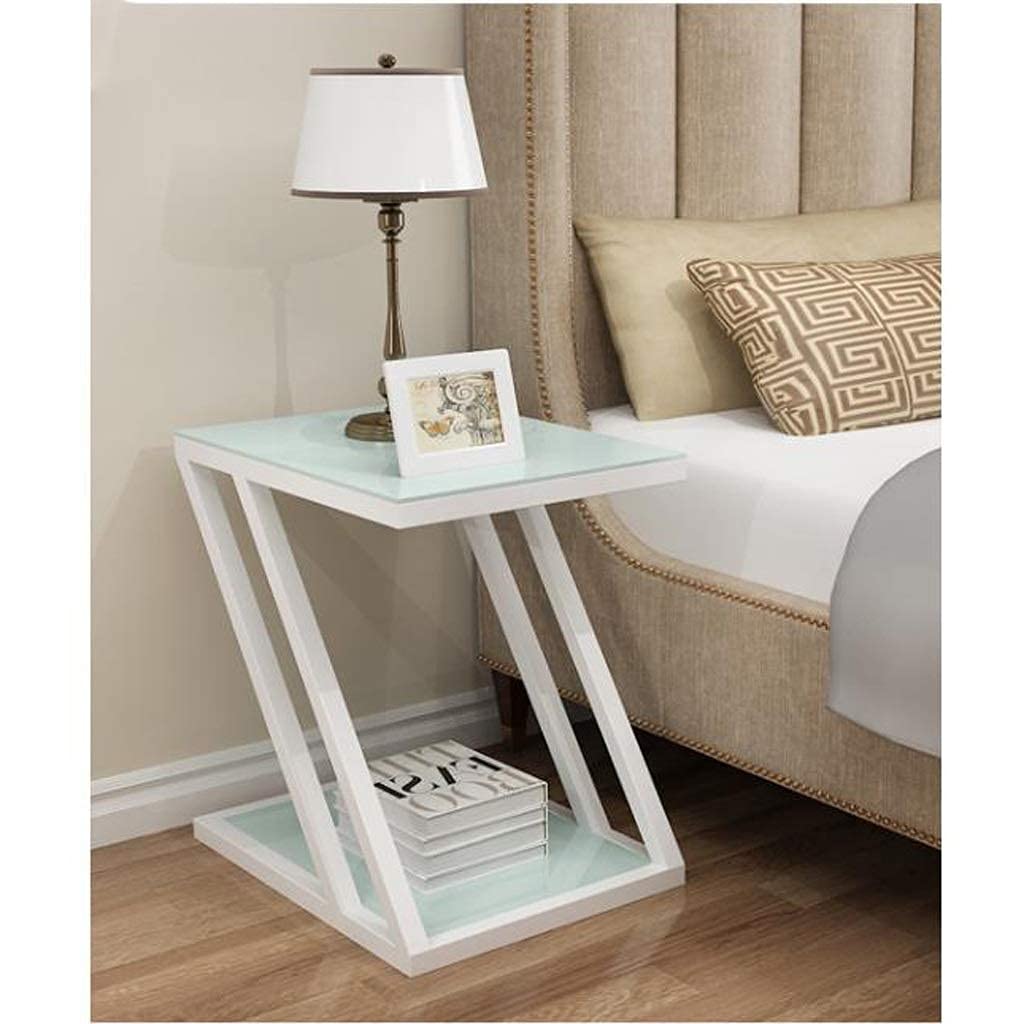 Modern Glass End Table - 2-Tier Coffee Table with Tempered Glass for Living Room, Bedroom & Office - Multi-Functional Side Table, Nightstand, Sofa Table & Tea Table - Perfect for Small Spaces, Home Decor & Entertaining