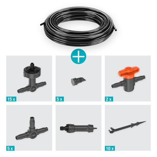 Gardena Micro Drip Irrigation Kit for Balcony - Watering System for 15 Plants | Perfect for Small Gardens, Potted Plants & Urban Gardening