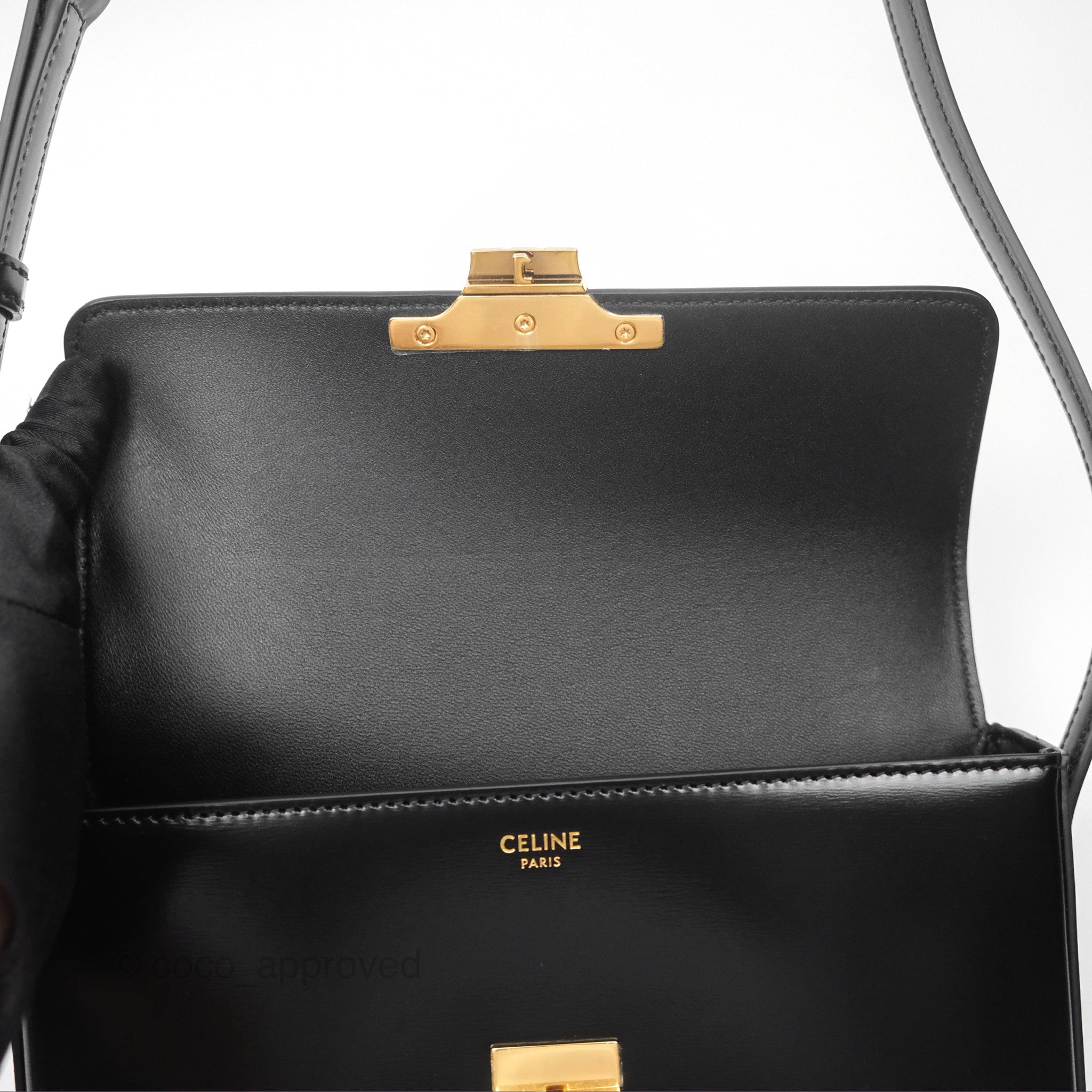 Celine Triomphe Shoulder Bag in Black Calfskin Leather - Luxury Crossbody Purse for Women, Perfect for Work, Travel & Evening Out