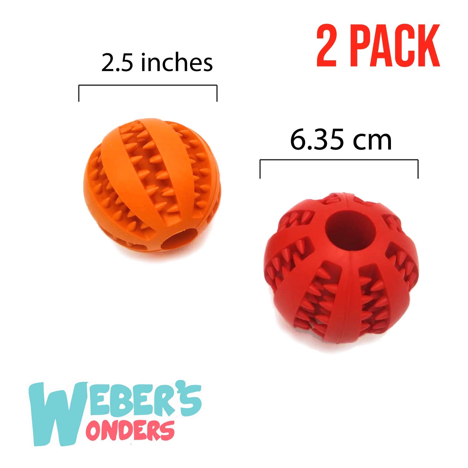 **Weber's Wonders Set of 2 Paw Tricky Treat Ball - Interactive Dog Toy for Small & Large Breeds - Non-Toxic Rubber Food Dispenser for Teeth Cleaning & Mental Stimulation - Reusable, Washable & Durable - Perfect for Training, Playtime & Boredom Relief**